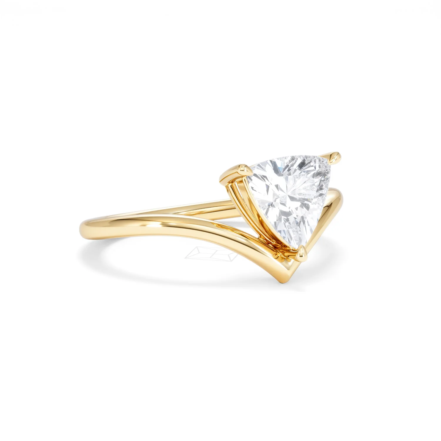 Vela 1.00ct Trillion Cut Lab Diamond Solitaire Engagement Ring in 18K Yellow Gold - Image 15