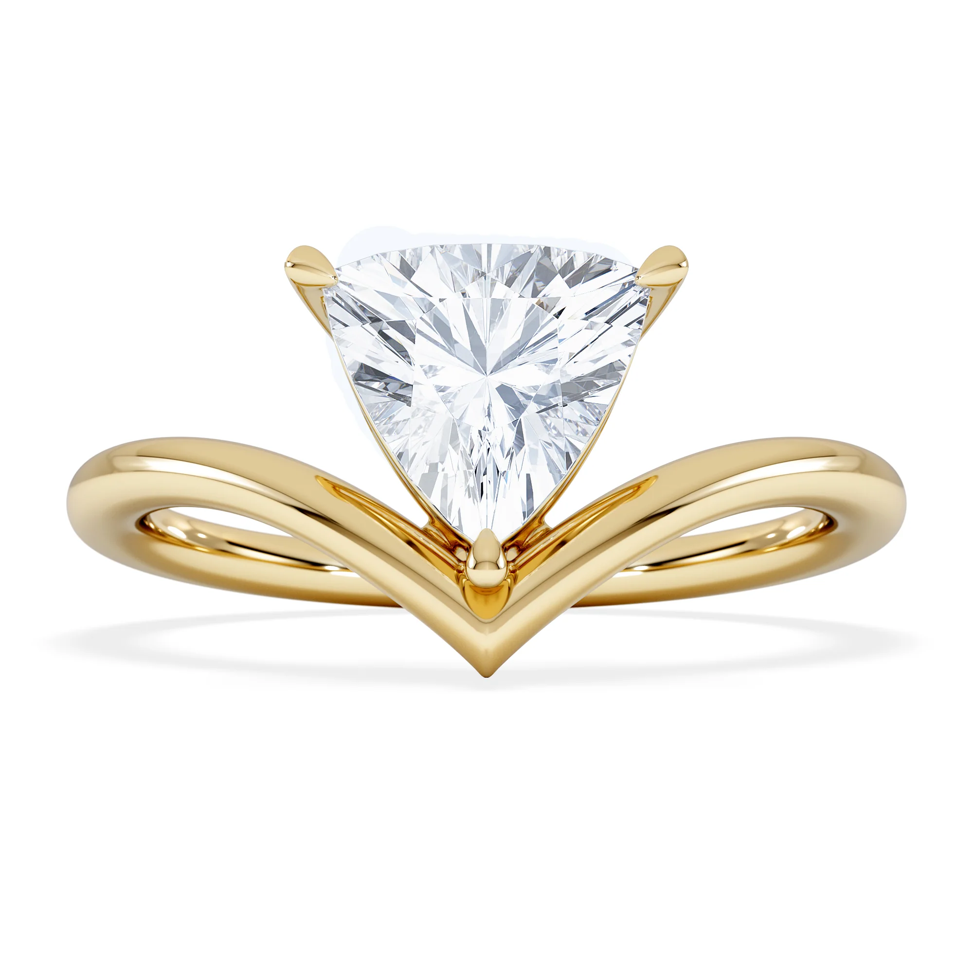 Vela 1.00ct Trillion Cut Lab Diamond Solitaire Engagement Ring in 18K Yellow Gold - Image 3