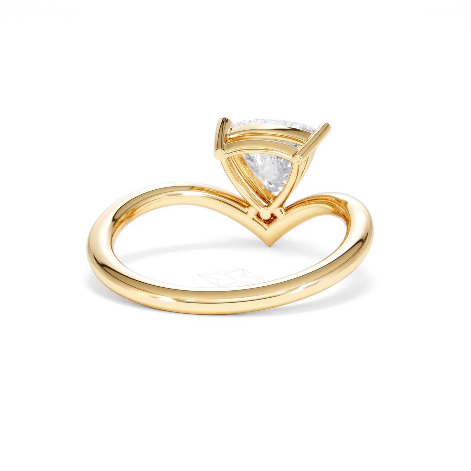Vela 1.00ct Trillion Cut Lab Diamond Solitaire Engagement Ring in 18K Yellow Gold - Image 44
