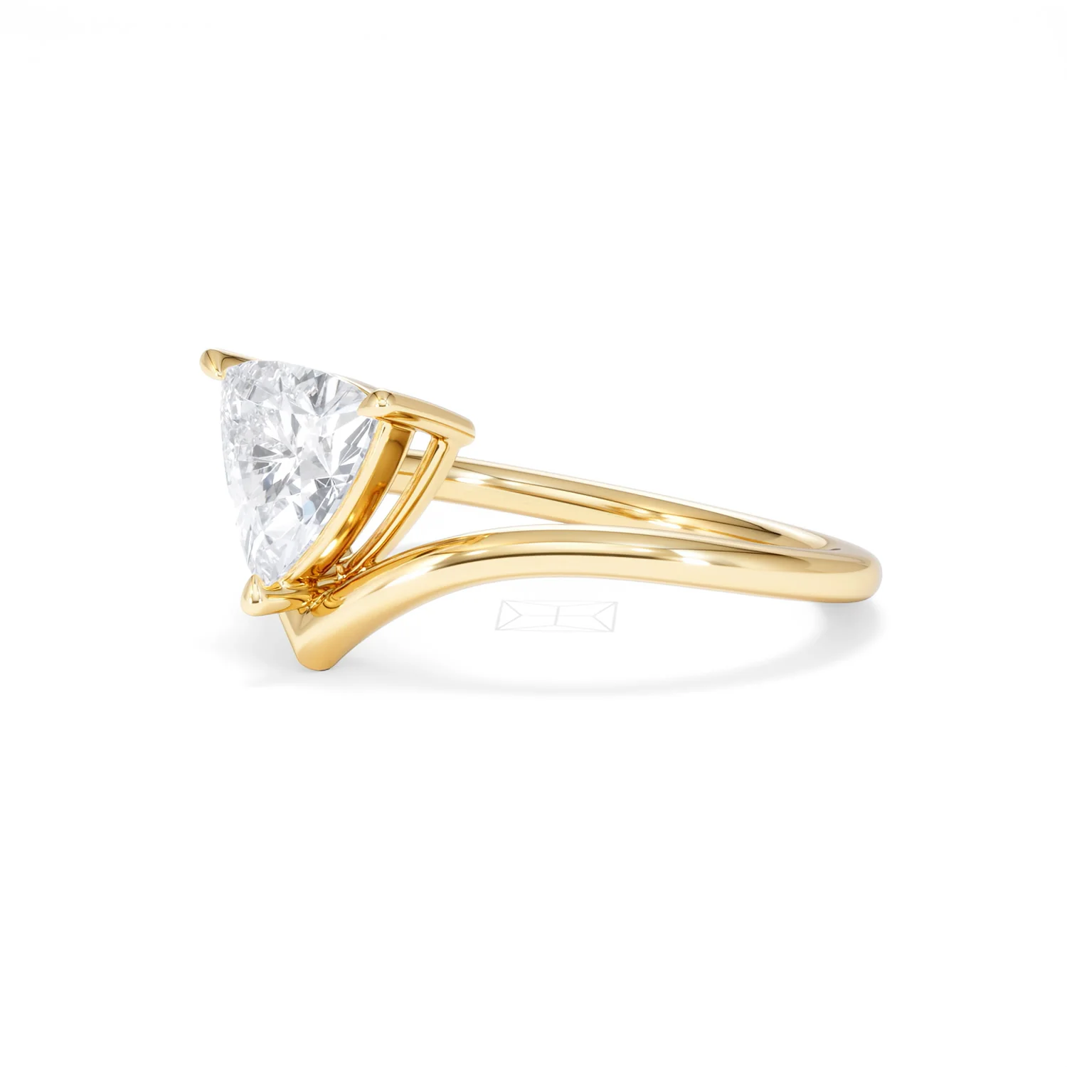 Vela 1.00ct Trillion Cut Lab Diamond Solitaire Engagement Ring in 18K Yellow Gold - Image 77