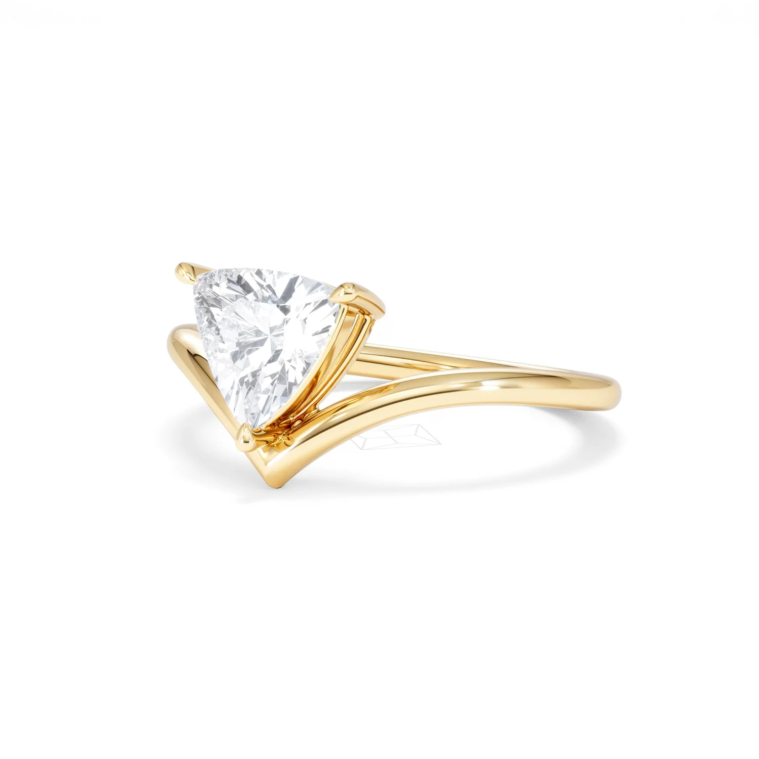 Vela 1.00ct Trillion Cut Lab Diamond Solitaire Engagement Ring in 18K Yellow Gold - Image 81