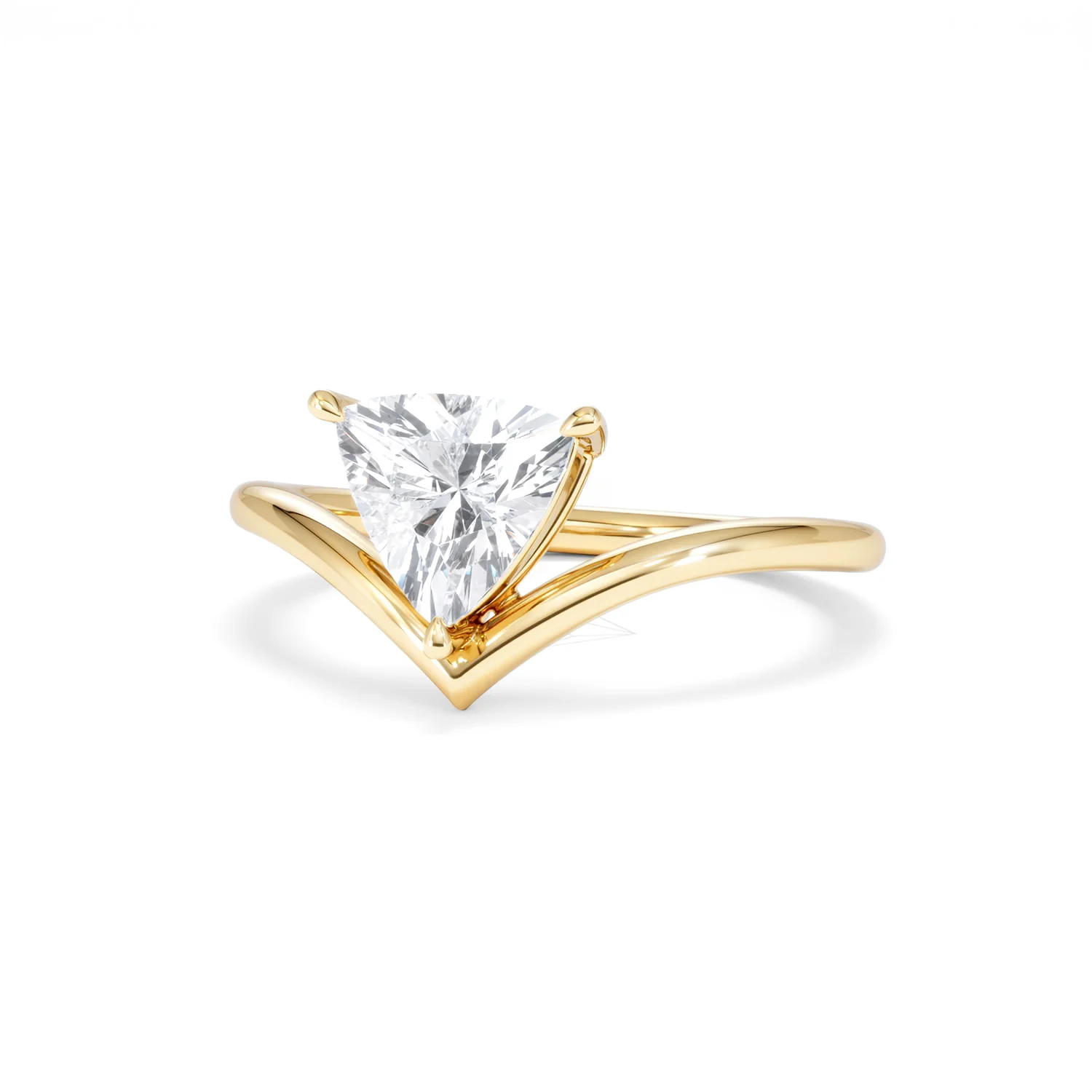 Vela 1.00ct Trillion Cut Lab Diamond Solitaire Engagement Ring in 18K Yellow Gold - Image 84