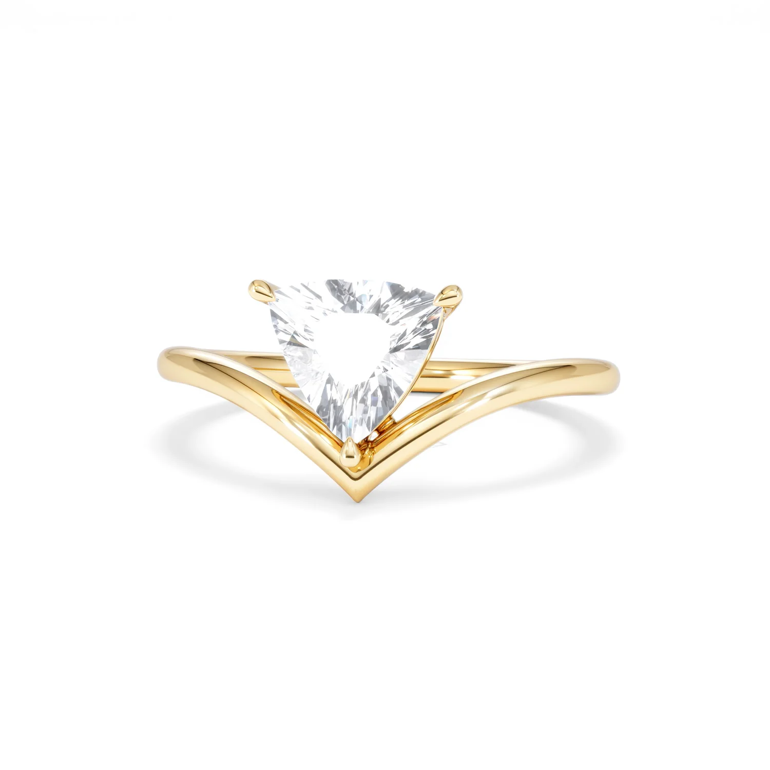 Vela 1.00ct Trillion Cut Lab Diamond Solitaire Engagement Ring in 18K Yellow Gold - Image 86