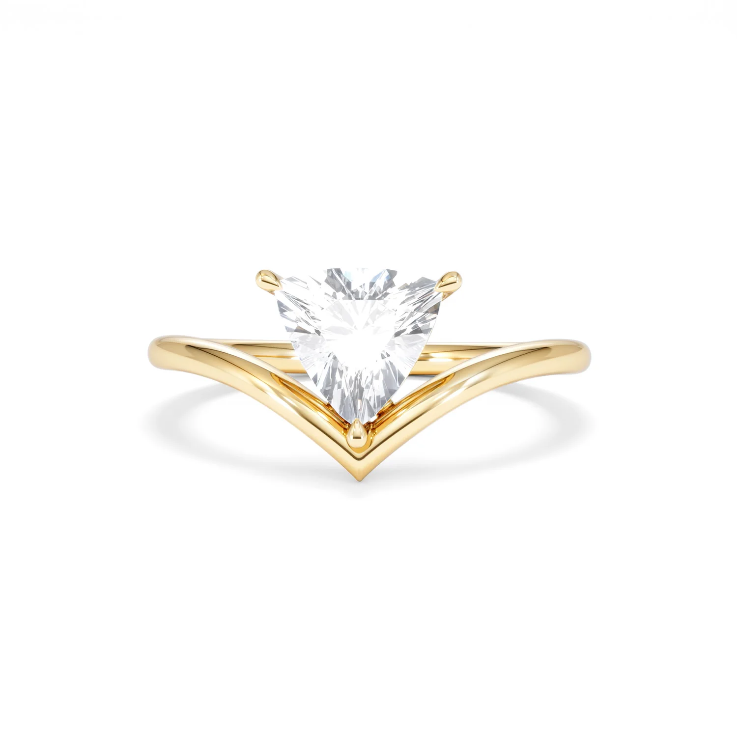 Vela 1.00ct Trillion Cut Lab Diamond Solitaire Engagement Ring in 18K Yellow Gold - Image 87