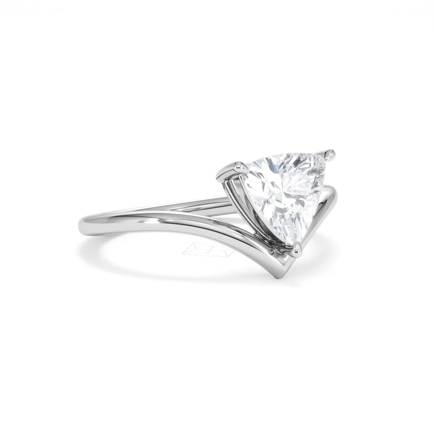 Vela 1.00ct Trillion Cut Lab Diamond Solitaire Engagement Ring in Platinum - Image 14