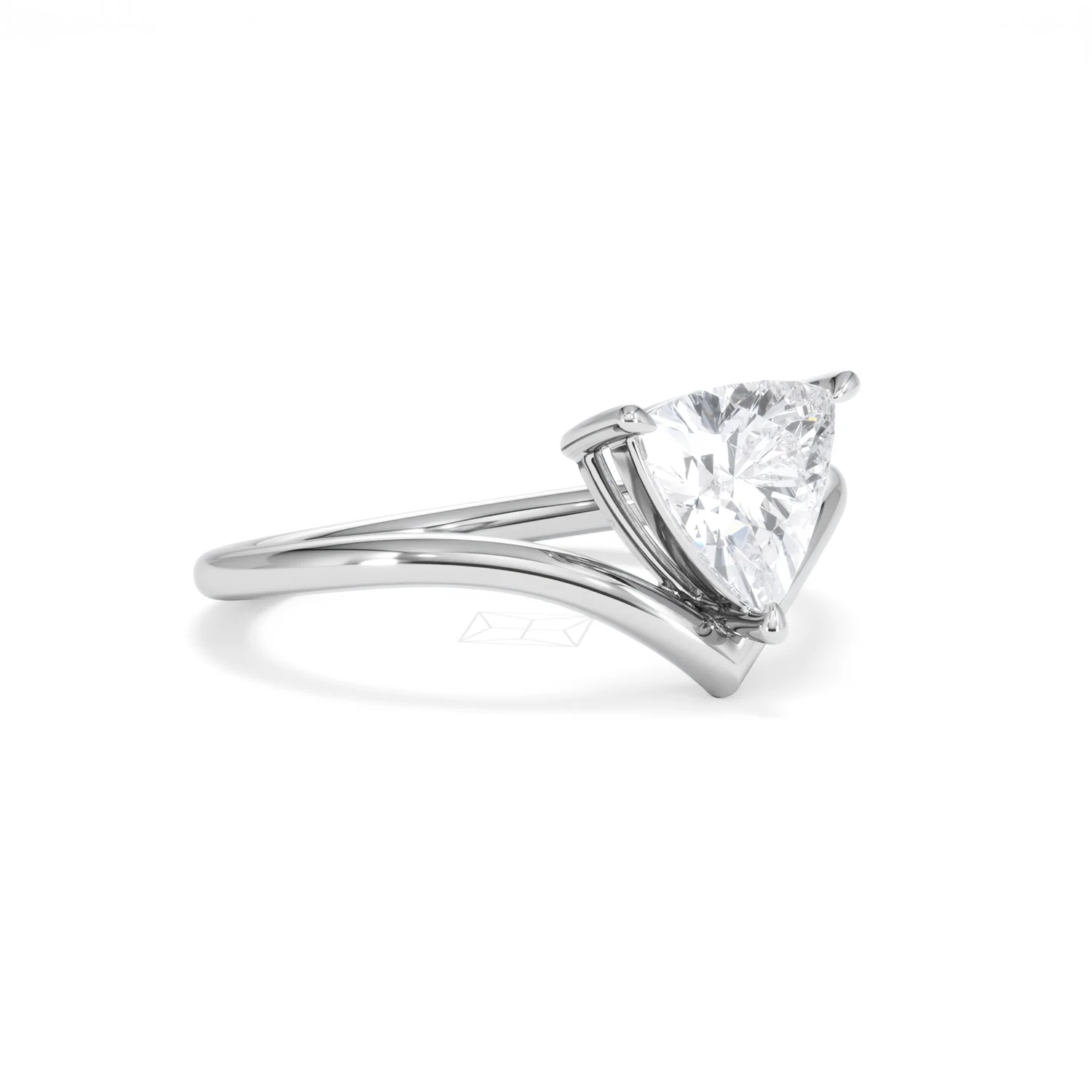 Vela 1.00ct Trillion Cut Lab Diamond Solitaire Engagement Ring in Platinum - Image 15