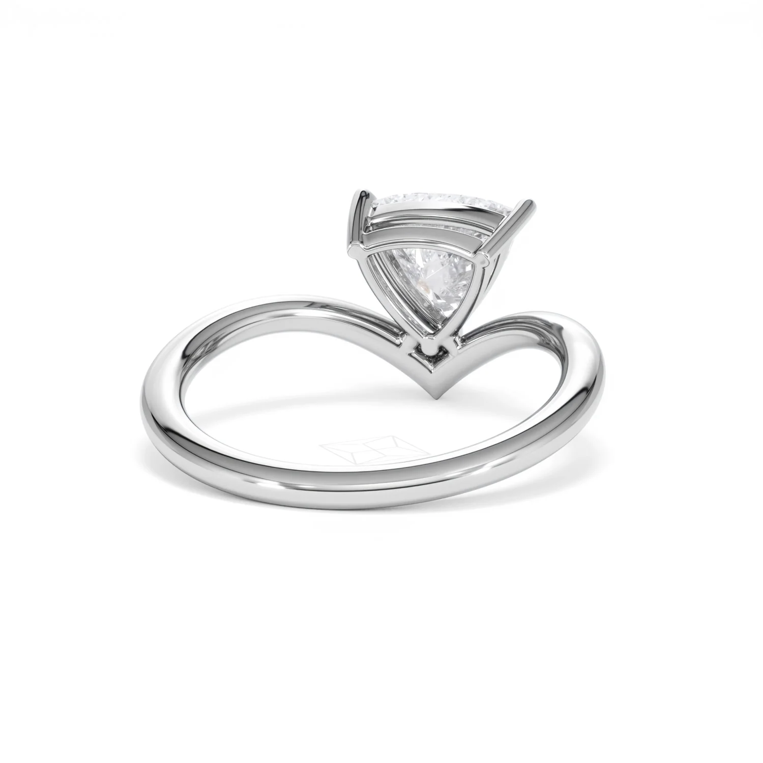 Vela 1.00ct Trillion Cut Lab Diamond Solitaire Engagement Ring in Platinum - Image 43
