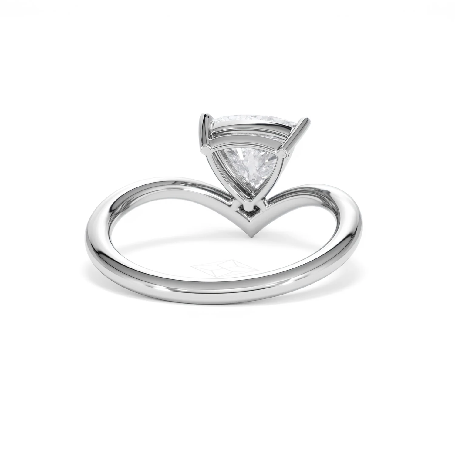 Vela 1.00ct Trillion Cut Lab Diamond Solitaire Engagement Ring in Platinum - Image 44