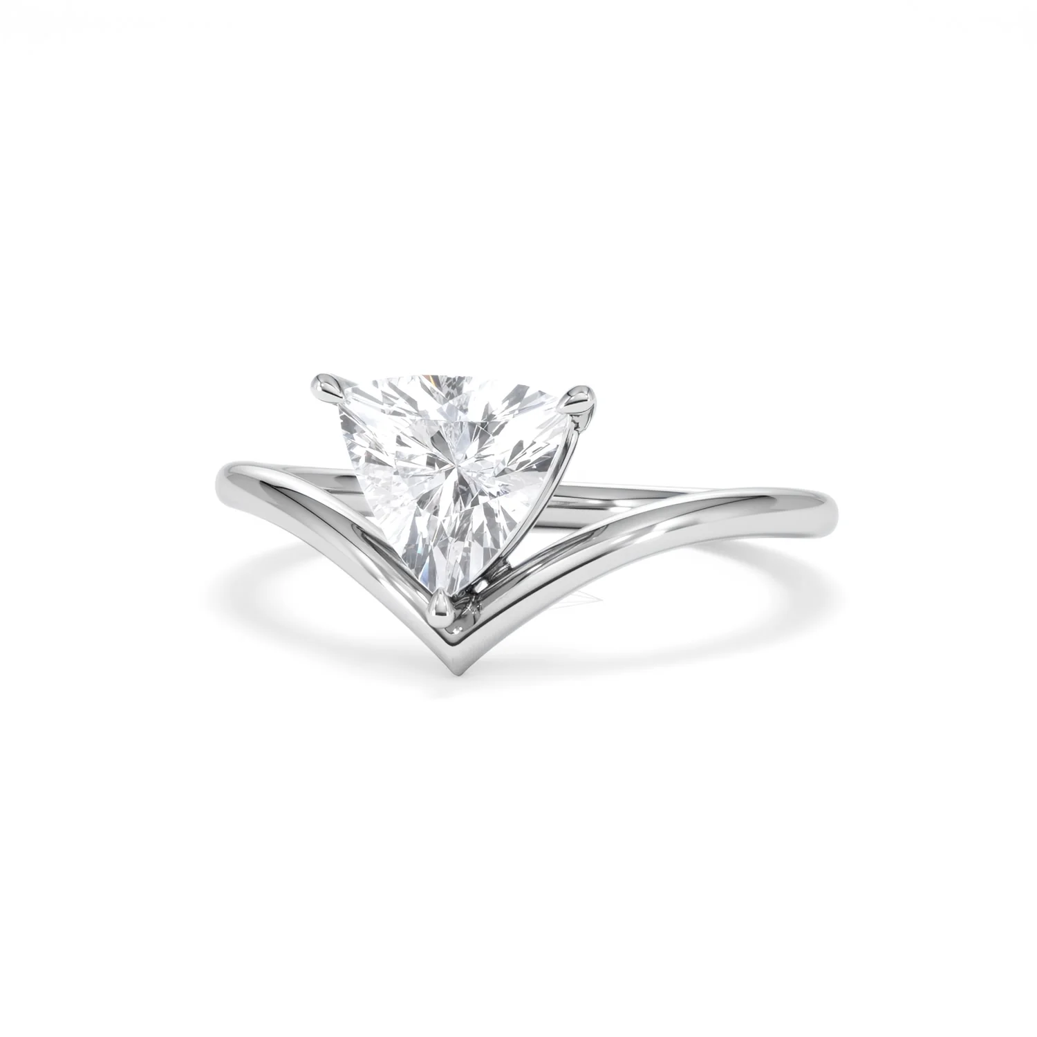 Vela 1.00ct Trillion Cut Lab Diamond Solitaire Engagement Ring in Platinum - Image 84