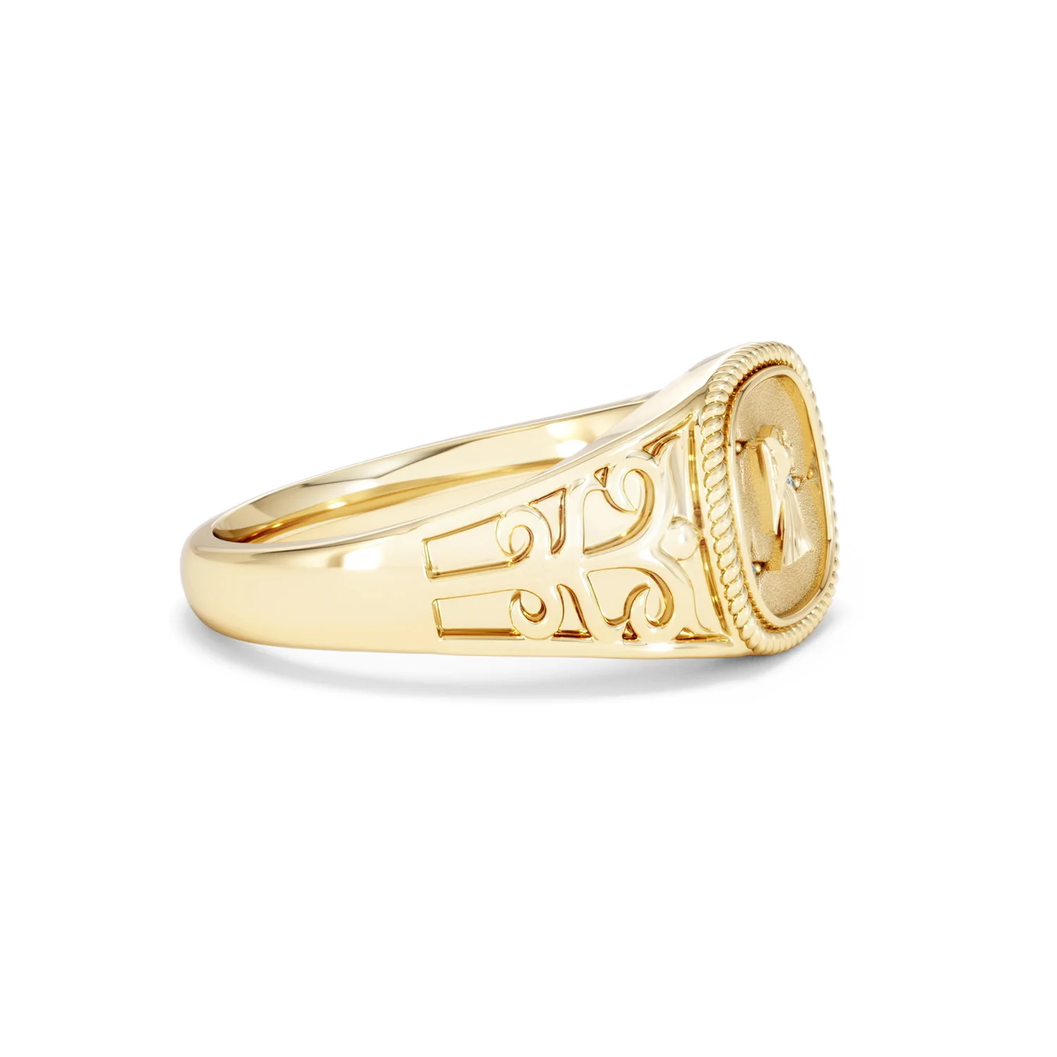 Virgo Zodiac 0.01ct Lab Diamond Signet Ring in 18K Gold Vermeil - Image 22