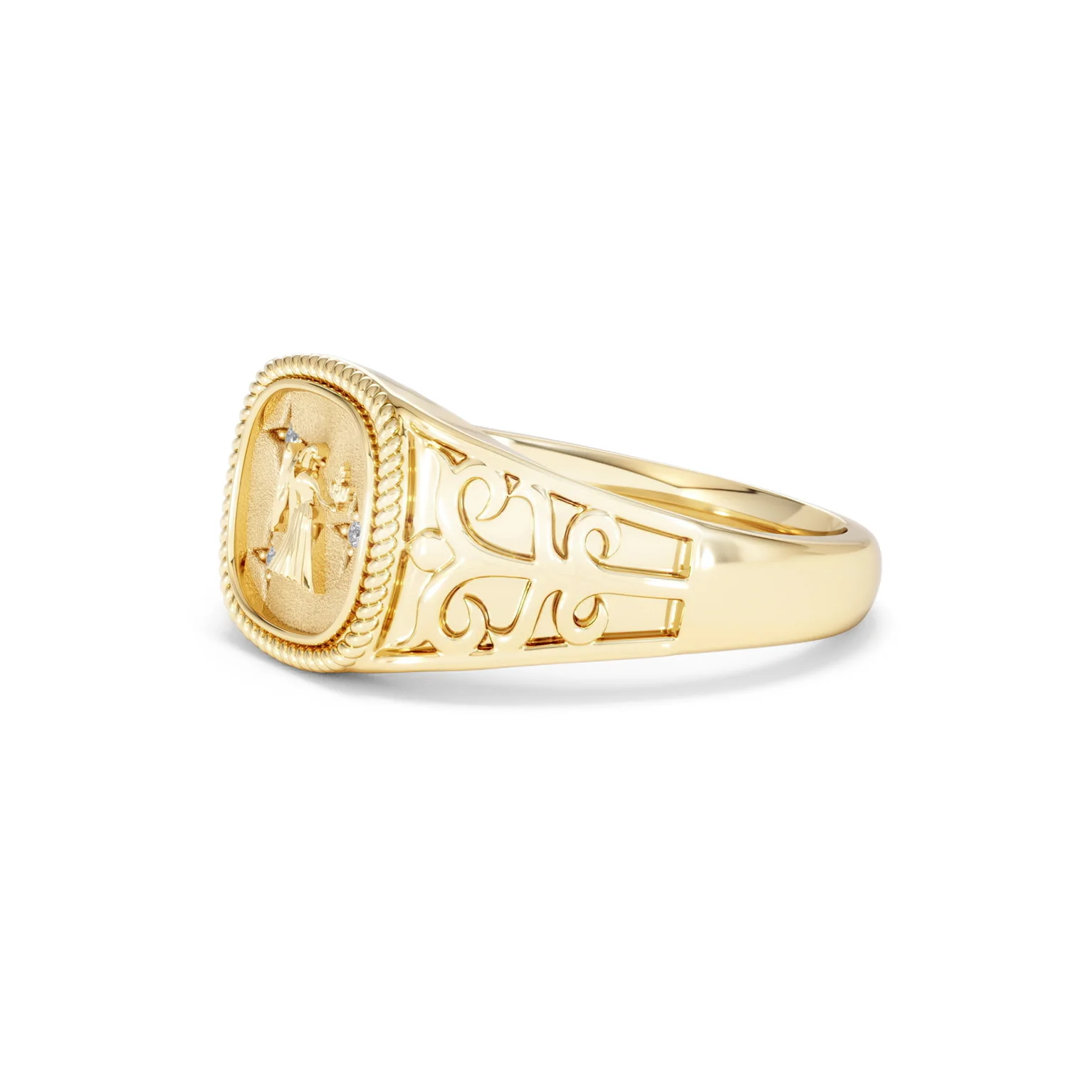 Virgo Zodiac 0.01ct Lab Diamond Signet Ring in 18K Gold Vermeil - Image 74