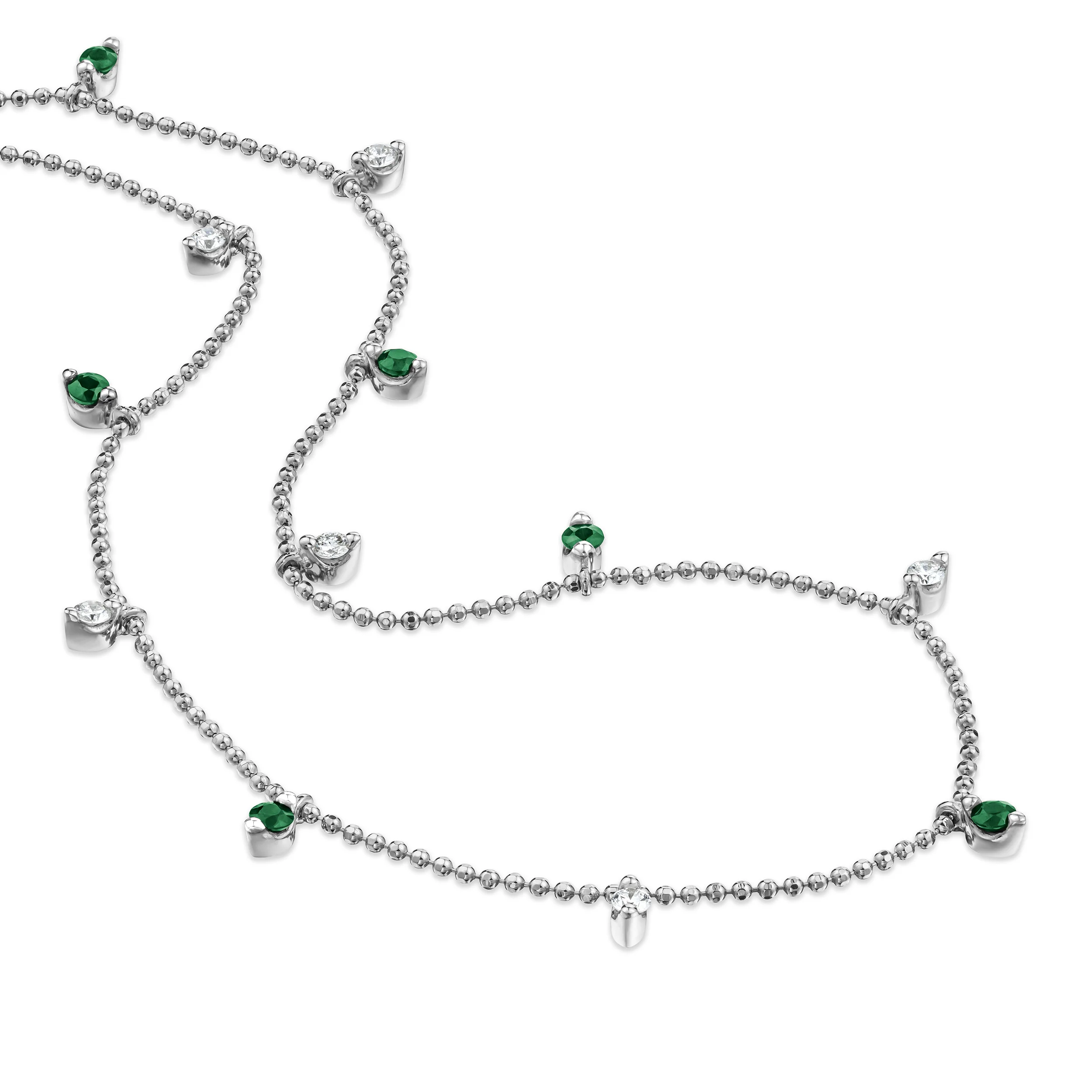 Vivara Lab Emerald and Lab Diamond Necklace Set in 9K White Gold - Image 3
