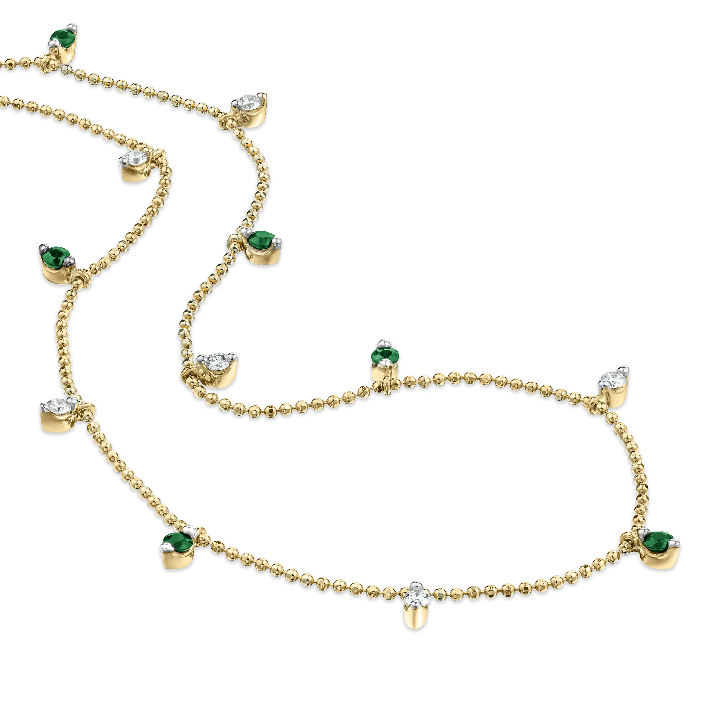 Vivara Lab Emerald and Lab Diamond Necklace Set in 9K Yellow Gold - Image 3
