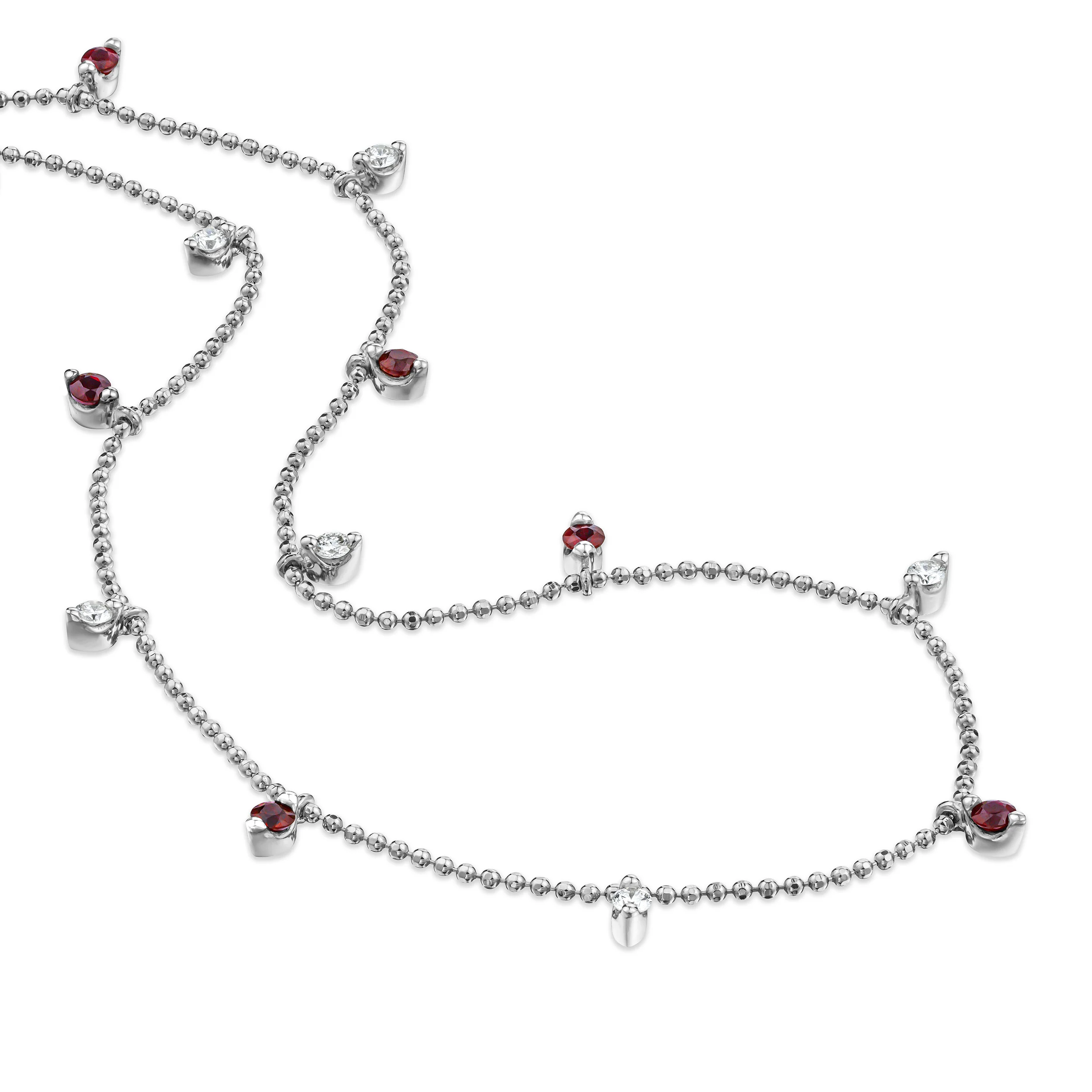 Vivara Lab Ruby and Lab Diamond Necklace Set in 9K White Gold - Image 3