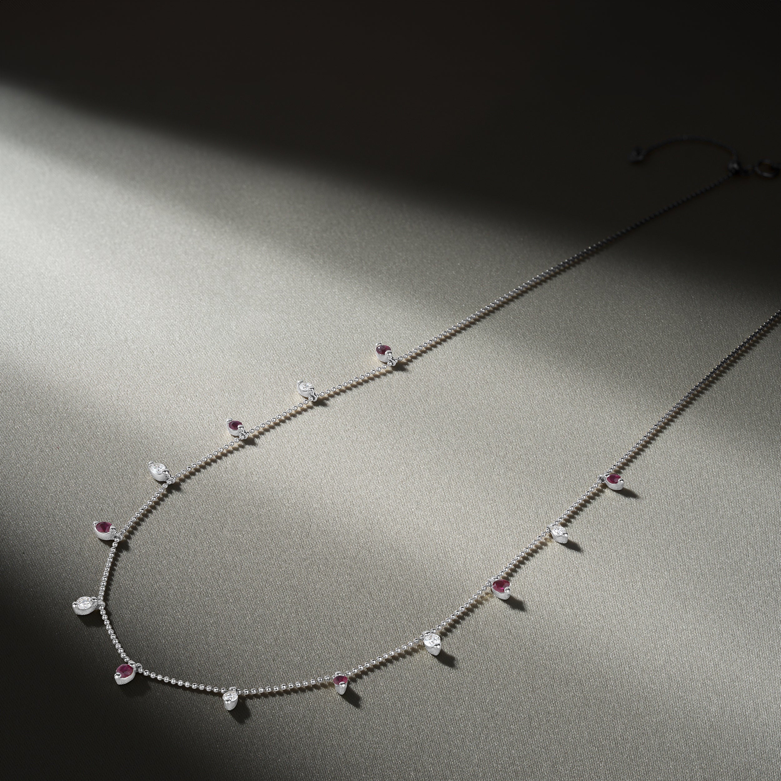Vivara Lab Ruby and Lab Diamond Necklace Set in 9K White Gold - Image 6