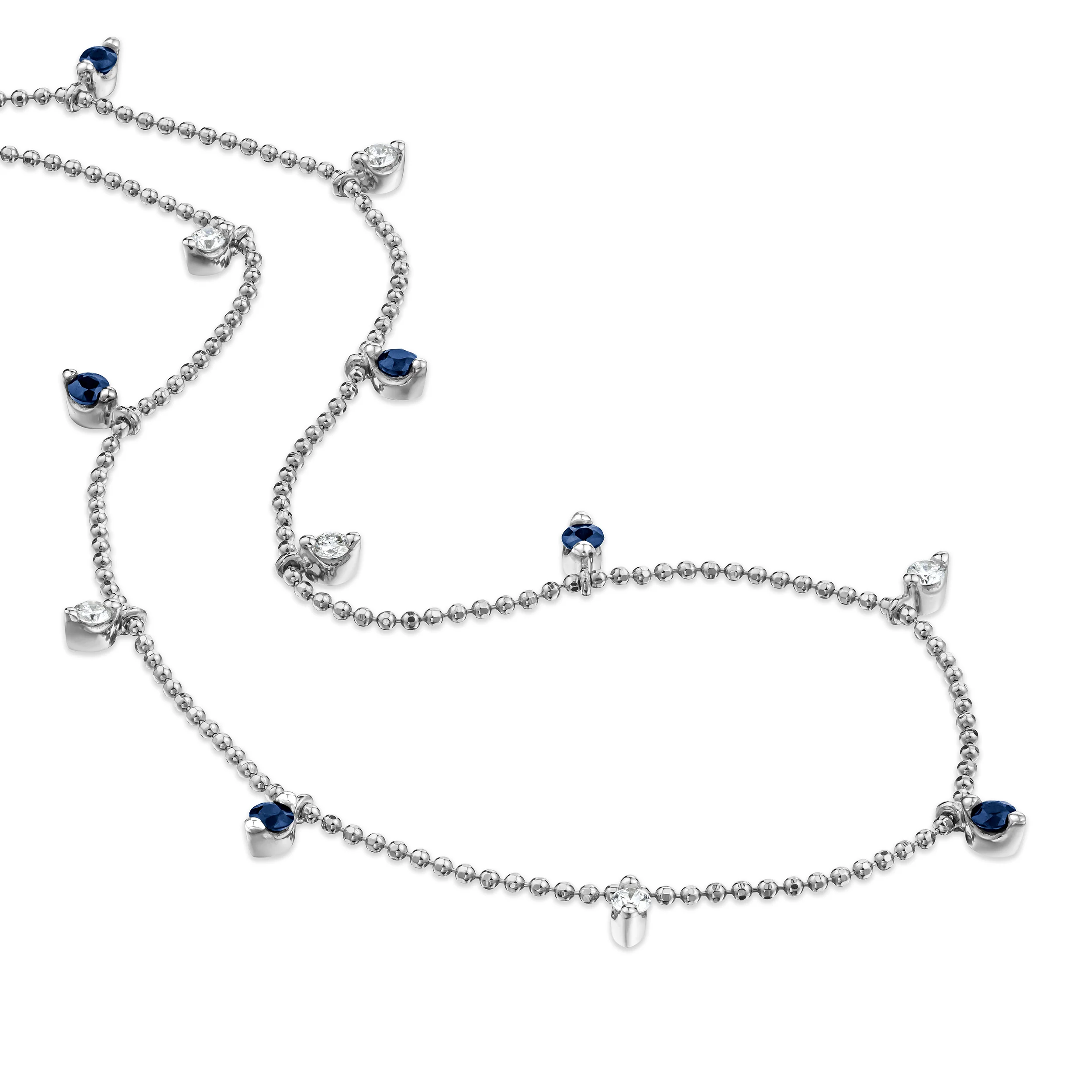 Vivara Lab Sapphire and Lab Diamond Necklace Set in 9K White Gold - Image 3