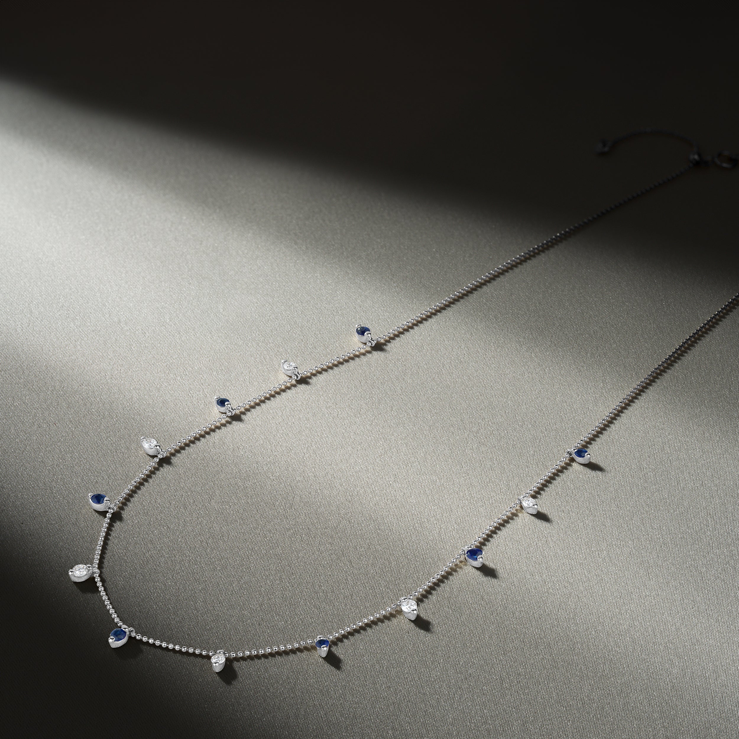 Vivara Lab Sapphire and Lab Diamond Necklace Set in 9K White Gold - Image 7