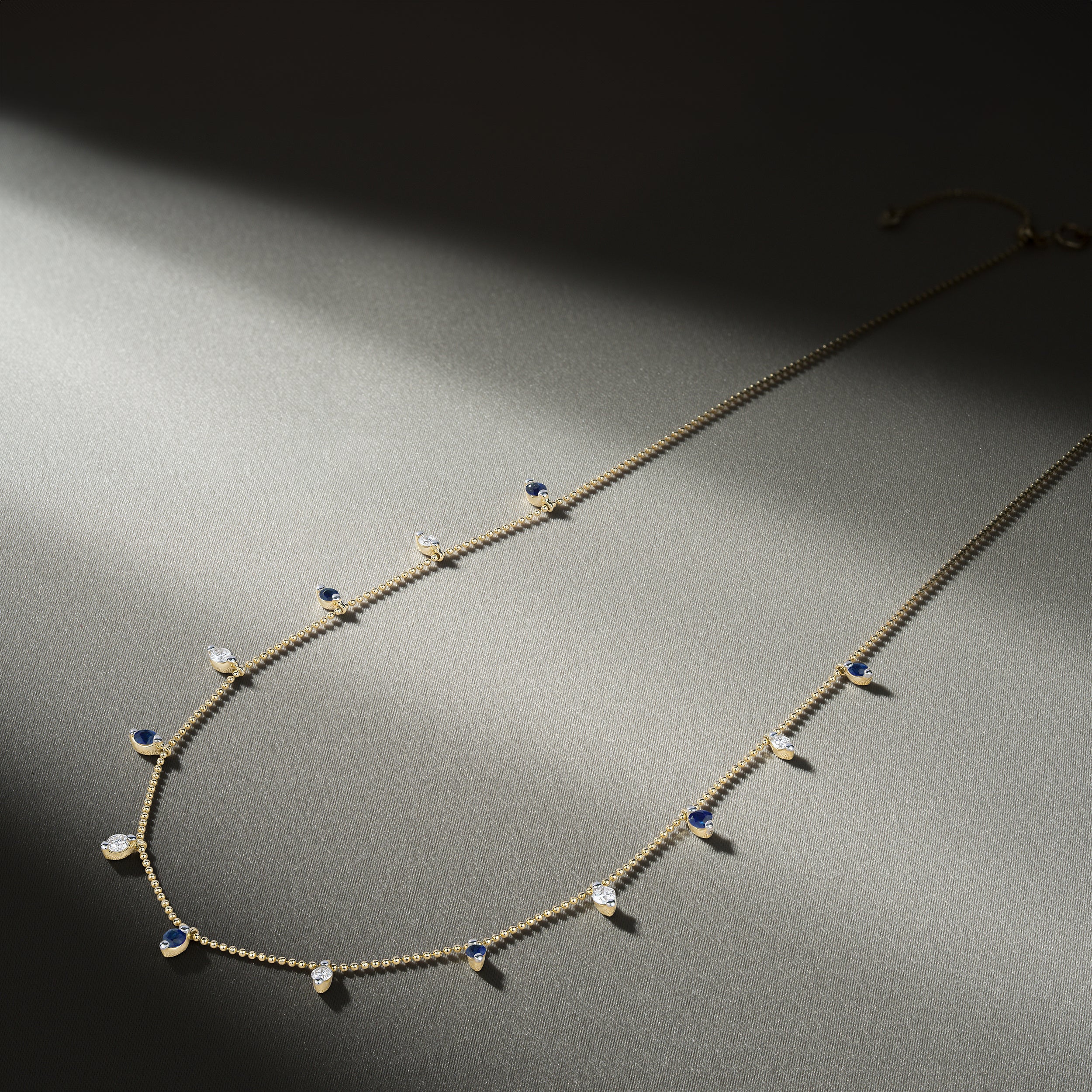 Vivara Lab Sapphire and Lab Diamond Necklace Set in 9K Yellow Gold - Image 6