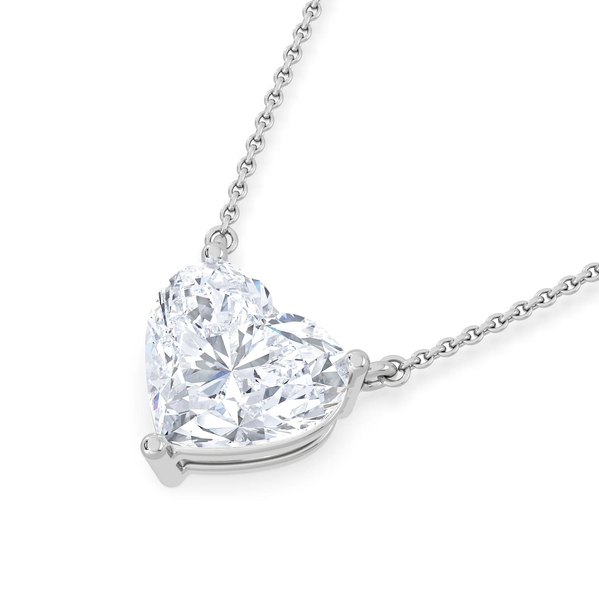 Wanderlust 3.00ct Floating Heart Cut Lab Diamond Necklaces in 9K White Gold - Image 5