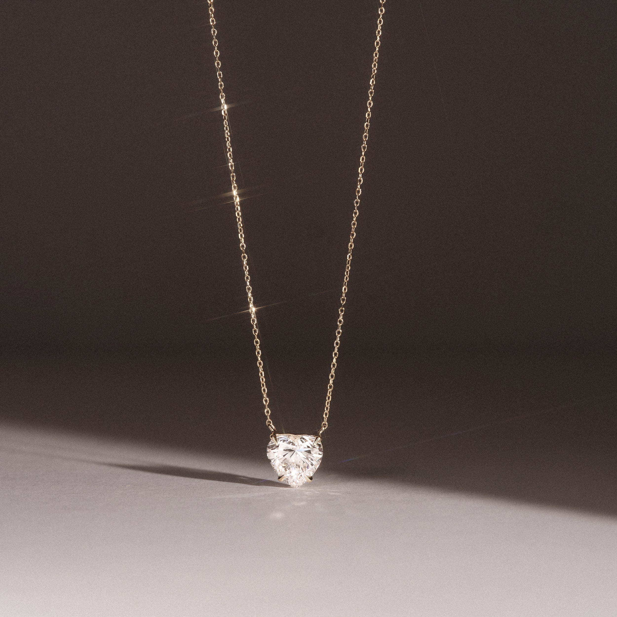 Wanderlust 3.00ct Floating Heart Cut Lab Diamond Necklaces in 9K Yellow Gold - Image 6