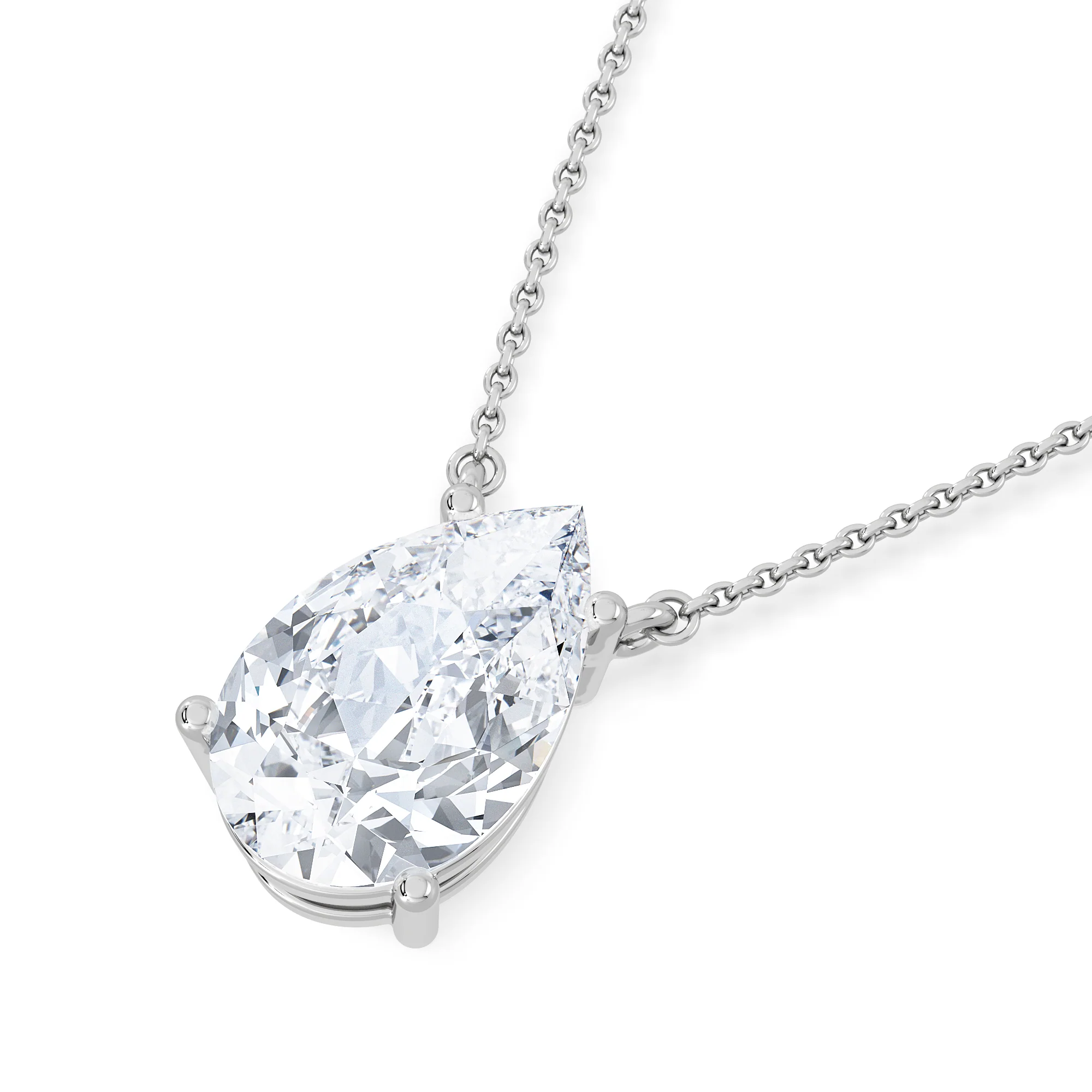 Wanderlust 3.00ct Floating Pear Cut Lab Diamond Necklaces in 9K White Gold - Image 5