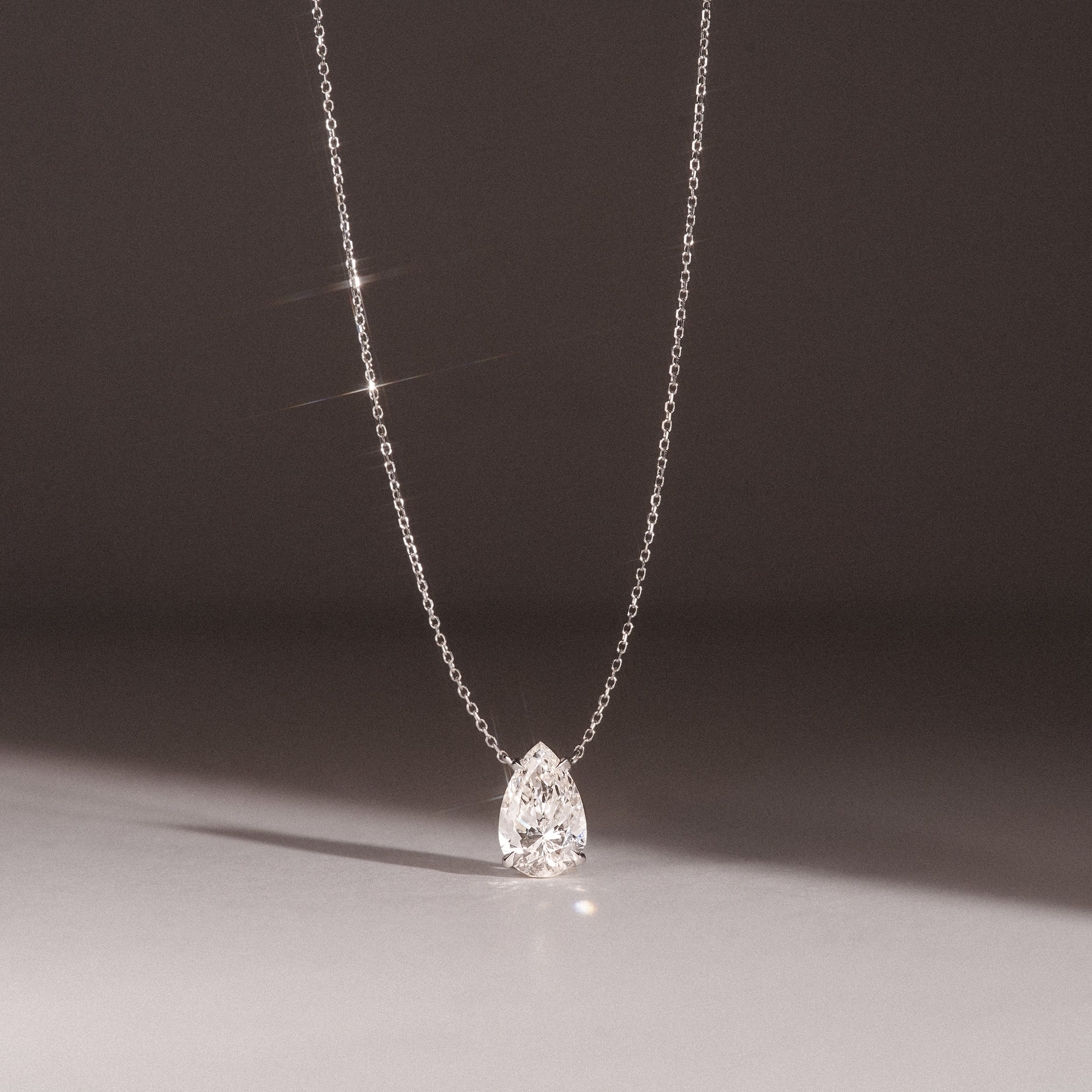 Wanderlust 3.00ct Floating Pear Cut Lab Diamond Necklaces in 9K White Gold - Image 6
