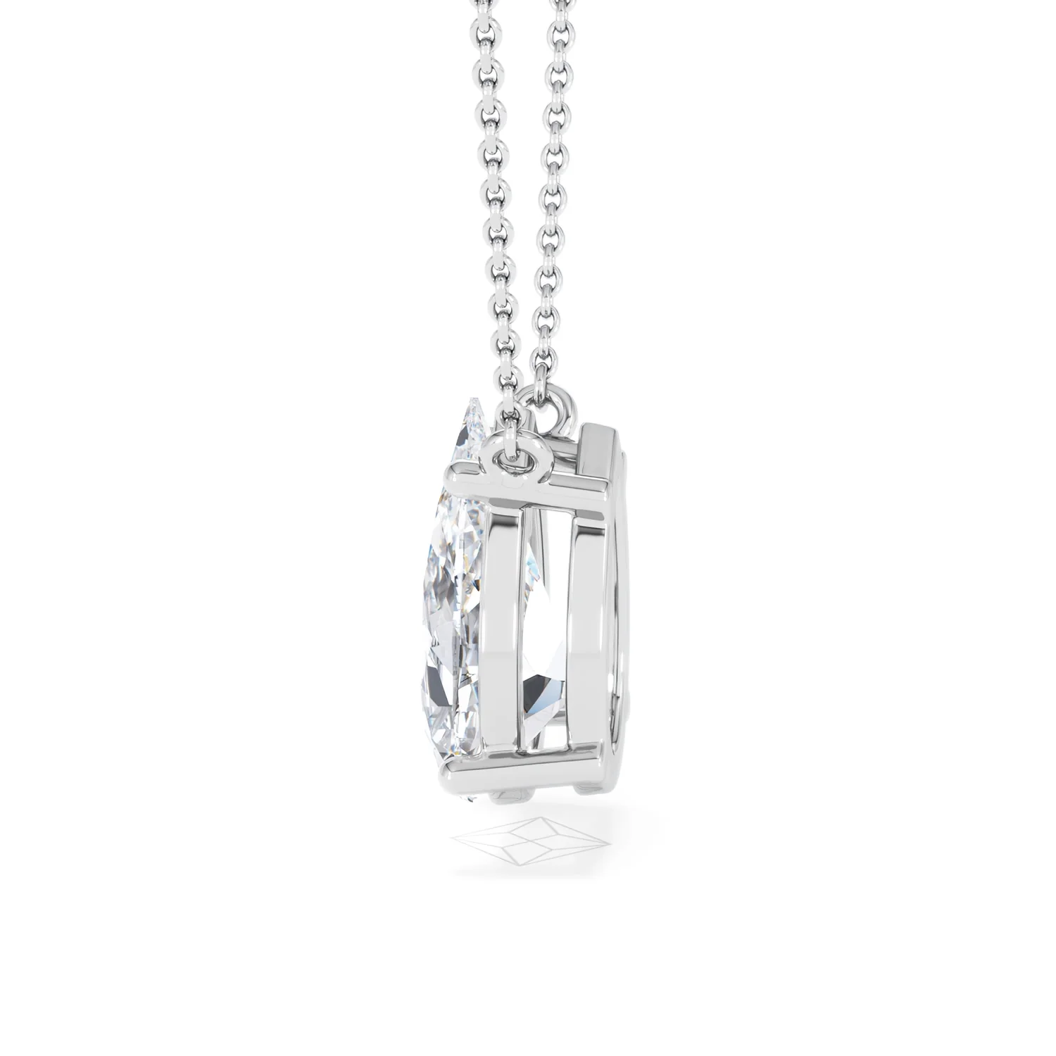 Wanderlust 3.00ct Floating Pear Cut Lab Diamond Necklaces in 9K White Gold - Image 67