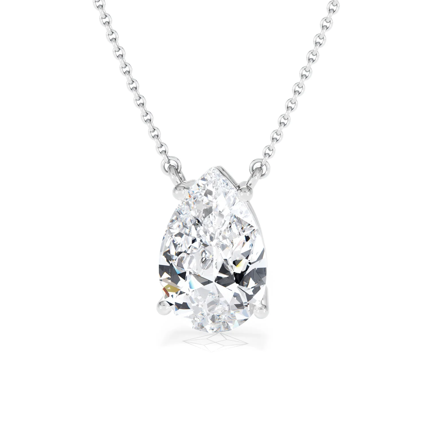 Wanderlust 3.00ct Floating Pear Cut Lab Diamond Necklaces in 9K White Gold - Image 87