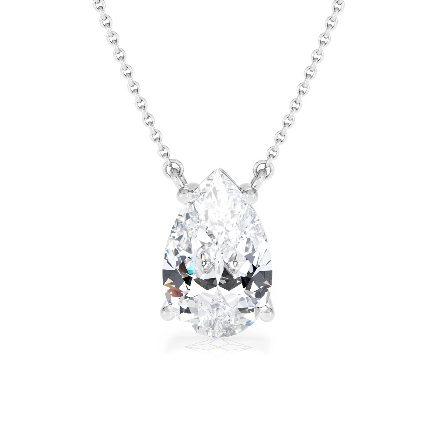 Wanderlust 3.00ct Floating Pear Cut Lab Diamond Necklaces in 9K White Gold - Image 88