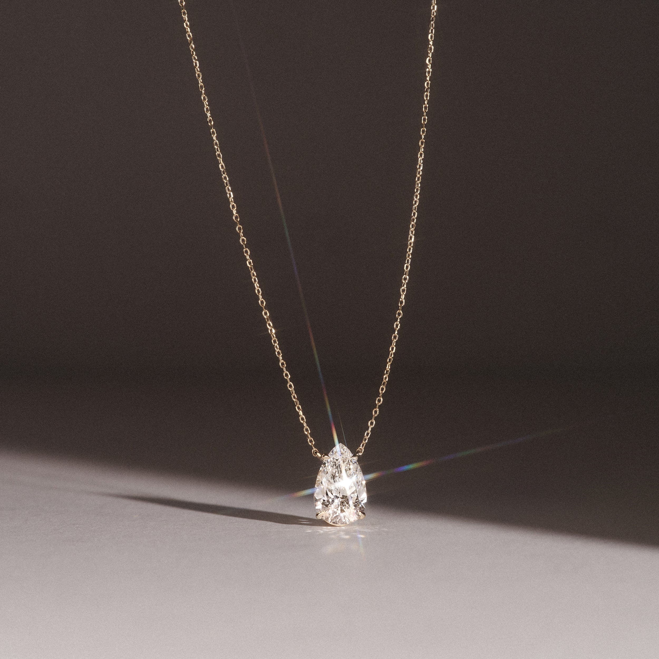 Wanderlust 3.00ct Floating Pear Cut Lab Diamond Necklaces in 9K Yellow Gold - Image 6