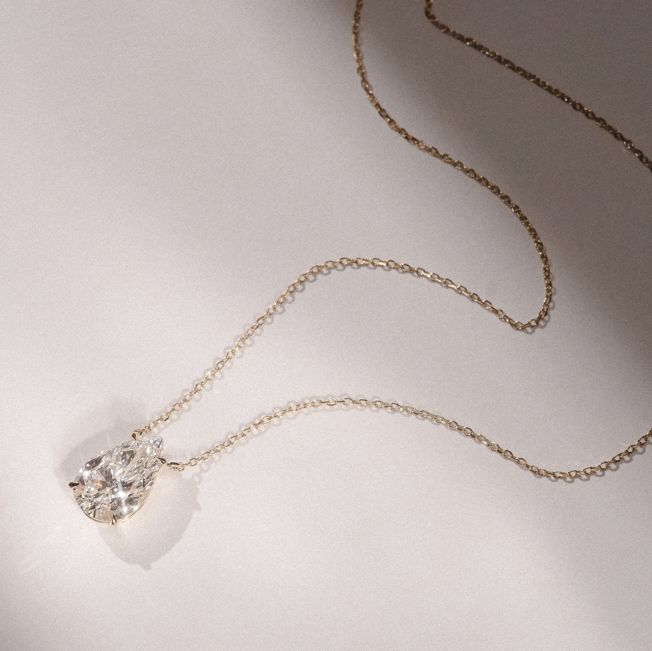 Wanderlust 3.00ct Floating Pear Cut Lab Diamond Necklaces in 9K Yellow Gold - Image 8
