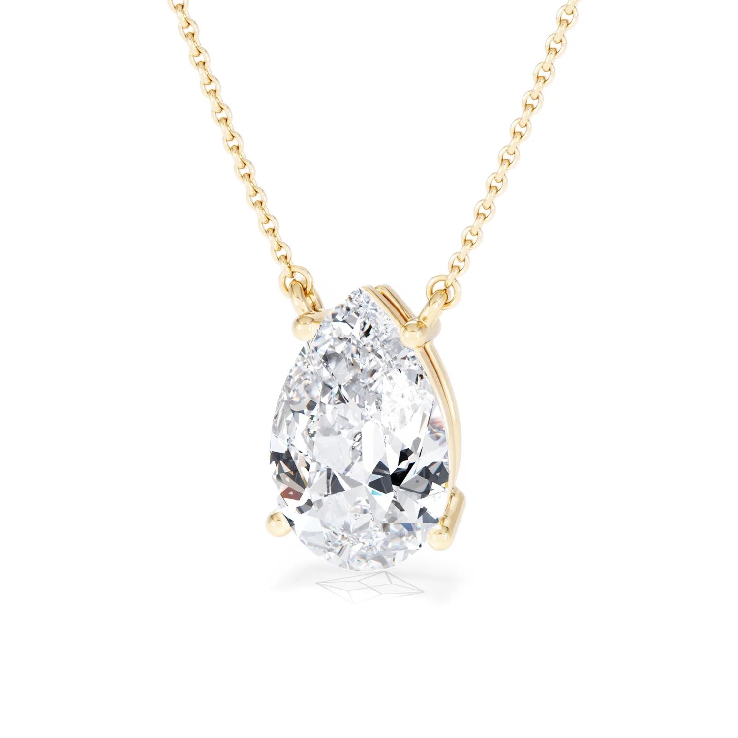 Wanderlust 3.00ct Floating Pear Cut Lab Diamond Necklaces in 9K Yellow Gold - Image 85