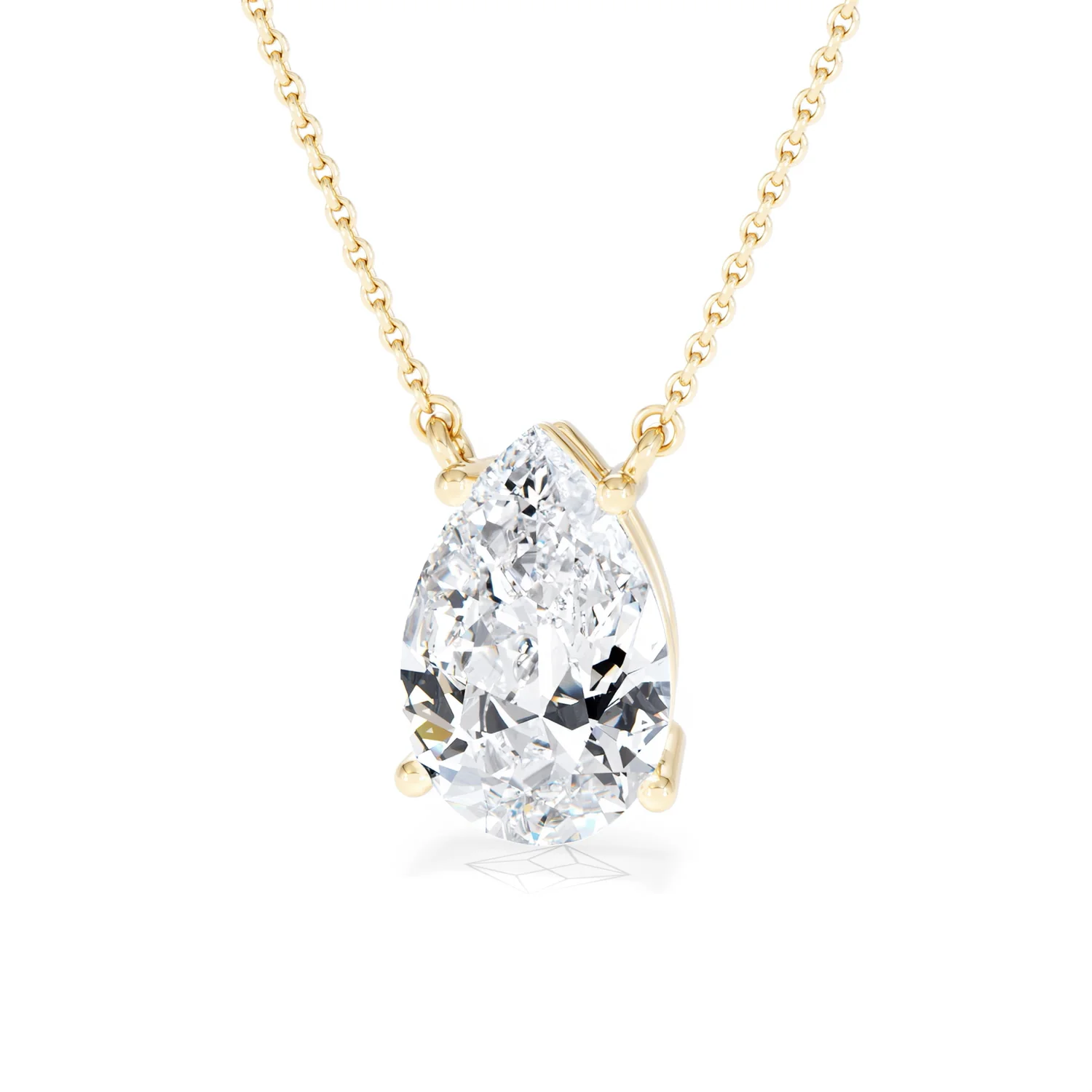Wanderlust 3.00ct Floating Pear Cut Lab Diamond Necklaces in 9K Yellow Gold - Image 86