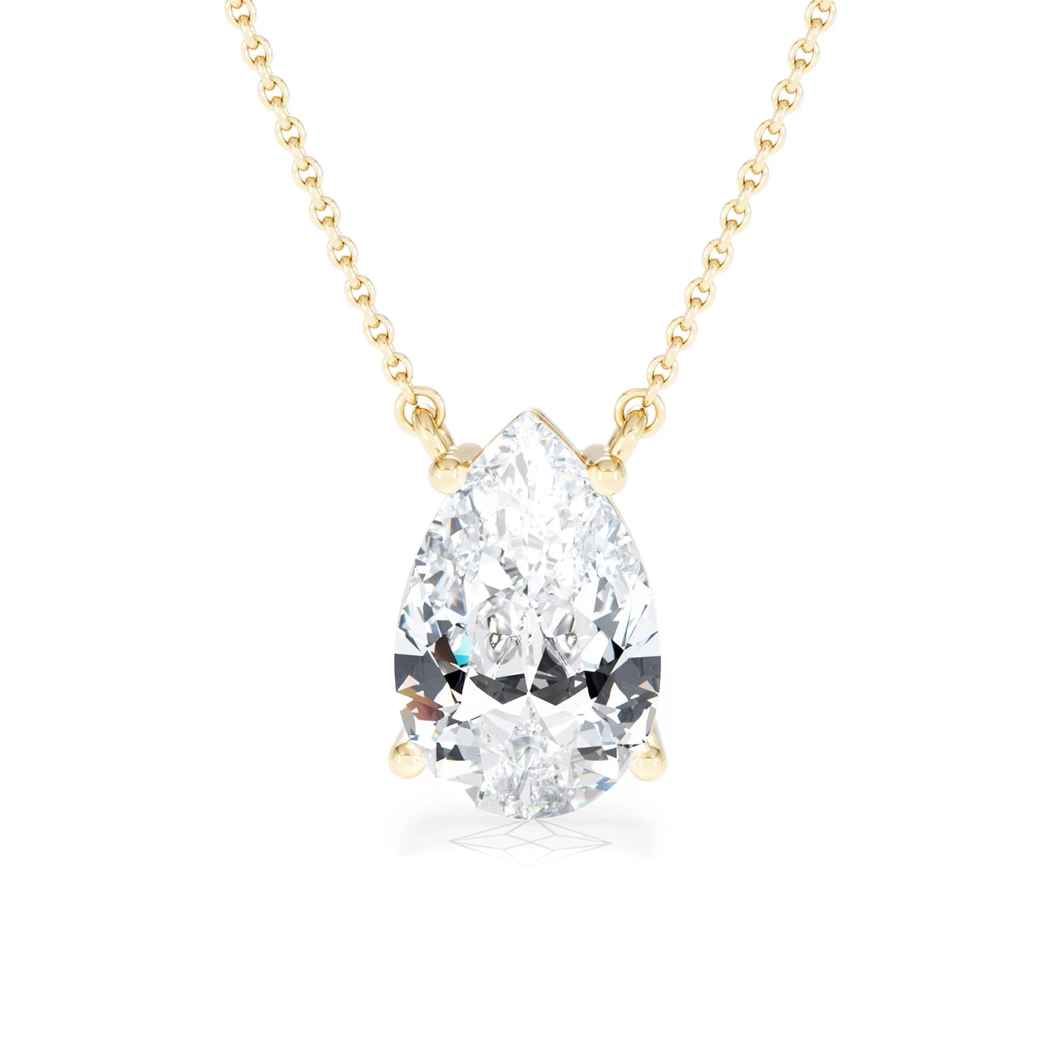Wanderlust 3.00ct Floating Pear Cut Lab Diamond Necklaces in 9K Yellow Gold - Image 88
