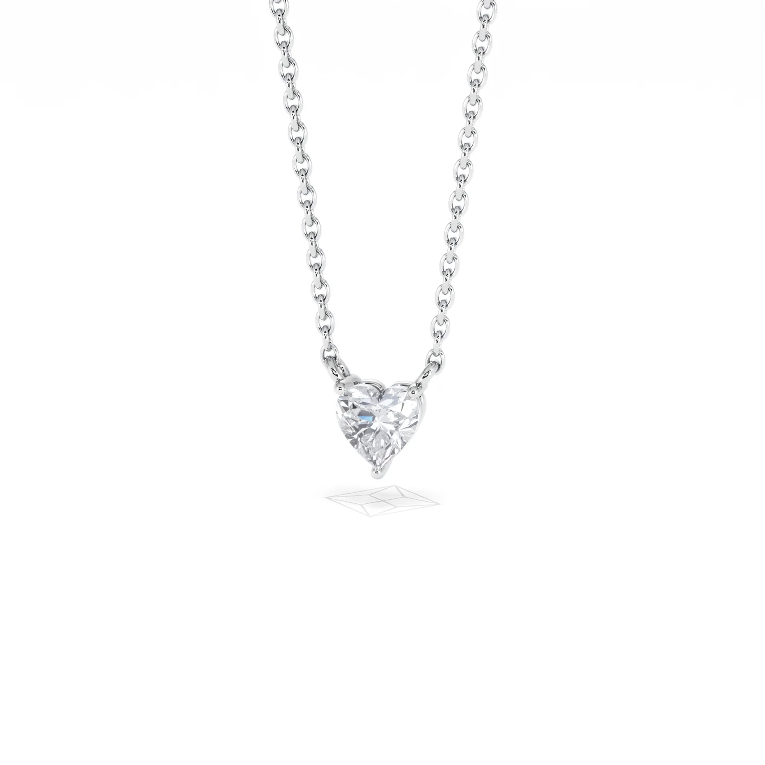 Wanderlust Floating Heart Cut Lab Diamond Solitaire Necklace 0.25ct H/SI in 925 Silver - Image 87