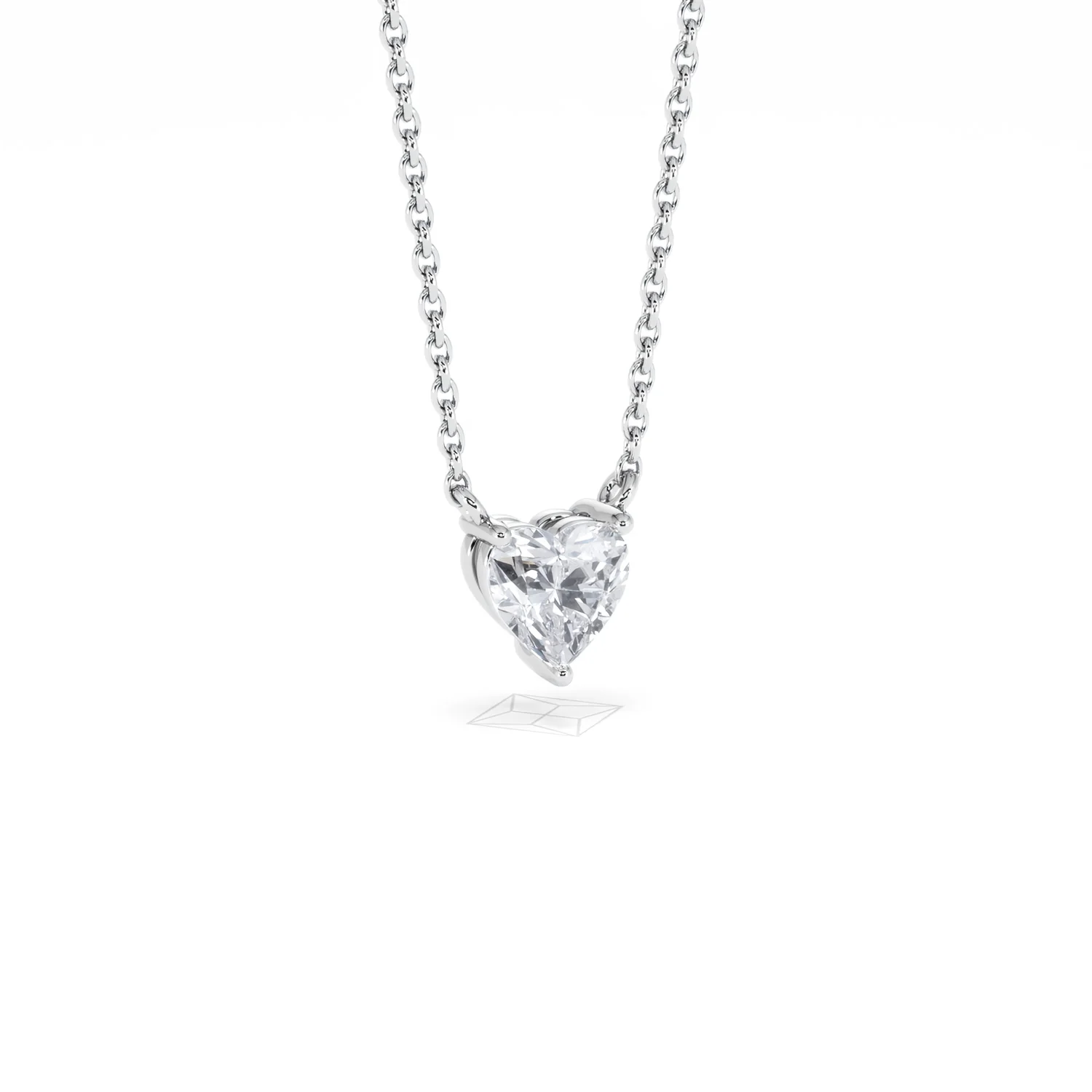 Wanderlust Floating Heart Cut Lab Diamond Solitaire Necklace 0.50ct H/SI in 9K White Gold - Image 15