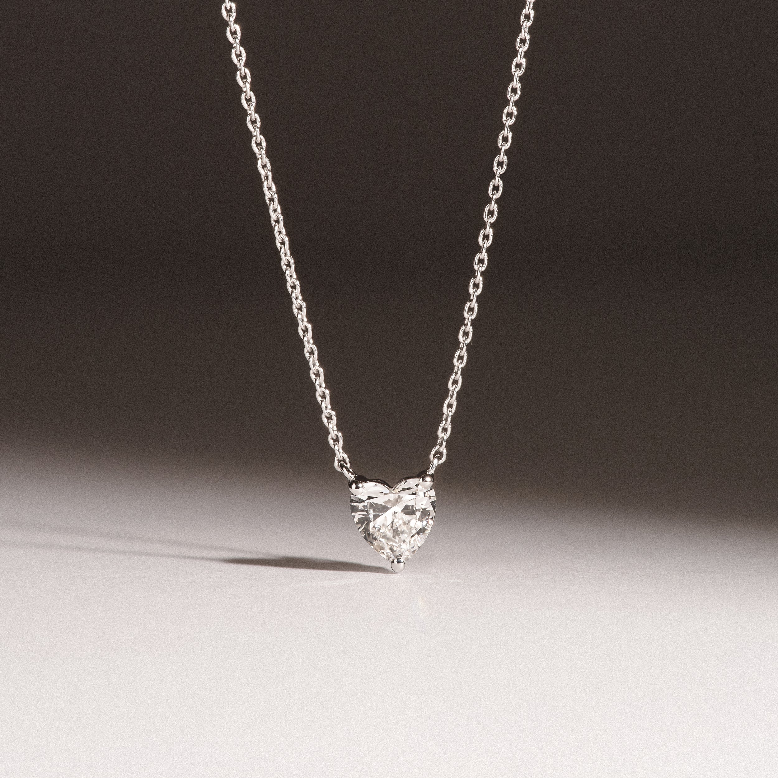 Wanderlust Floating Heart Cut Lab Diamond Solitaire Necklace 0.50ct H/SI in 9K White Gold - Image 6