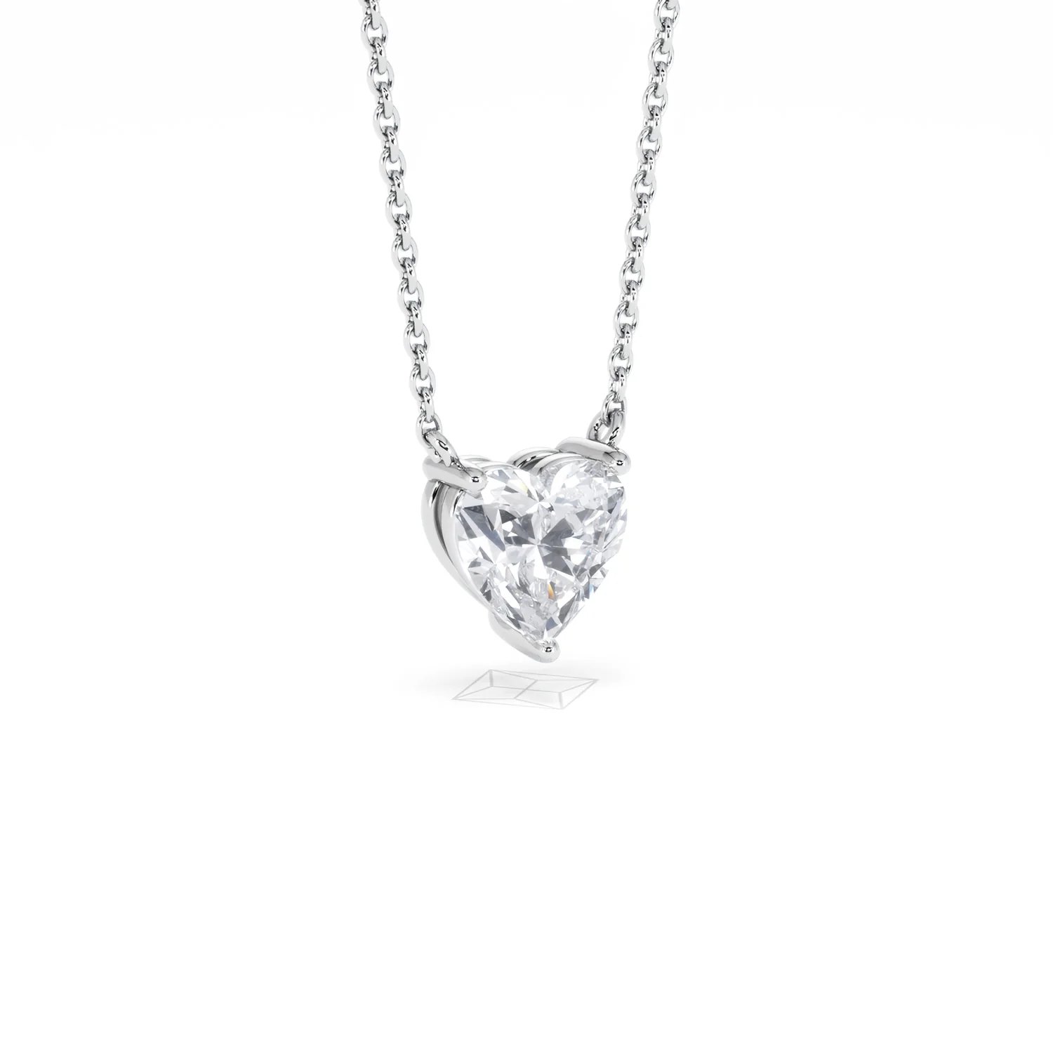 Wanderlust Floating Heart Cut Lab Diamond Solitaire Necklace 1.00ct H/SI in 9K White Gold - Image 16