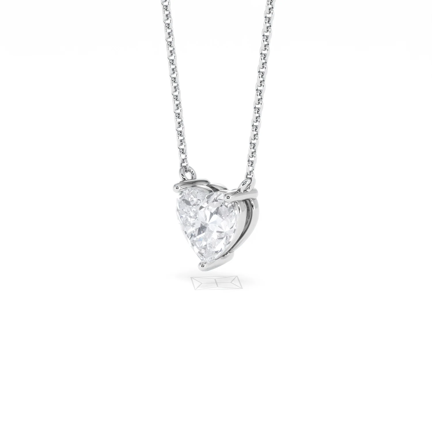 Wanderlust Floating Heart Cut Lab Diamond Solitaire Necklace 1.00ct H/SI in 9K White Gold - Image 81