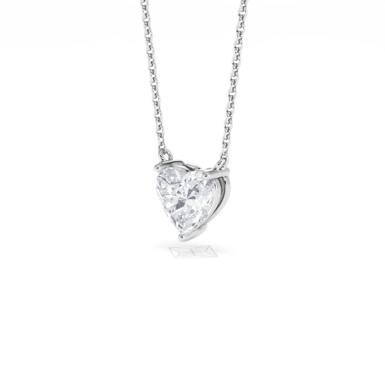 Wanderlust Floating Heart Cut Lab Diamond Solitaire Necklace 1.00ct H/SI in 9K White Gold - Image 82
