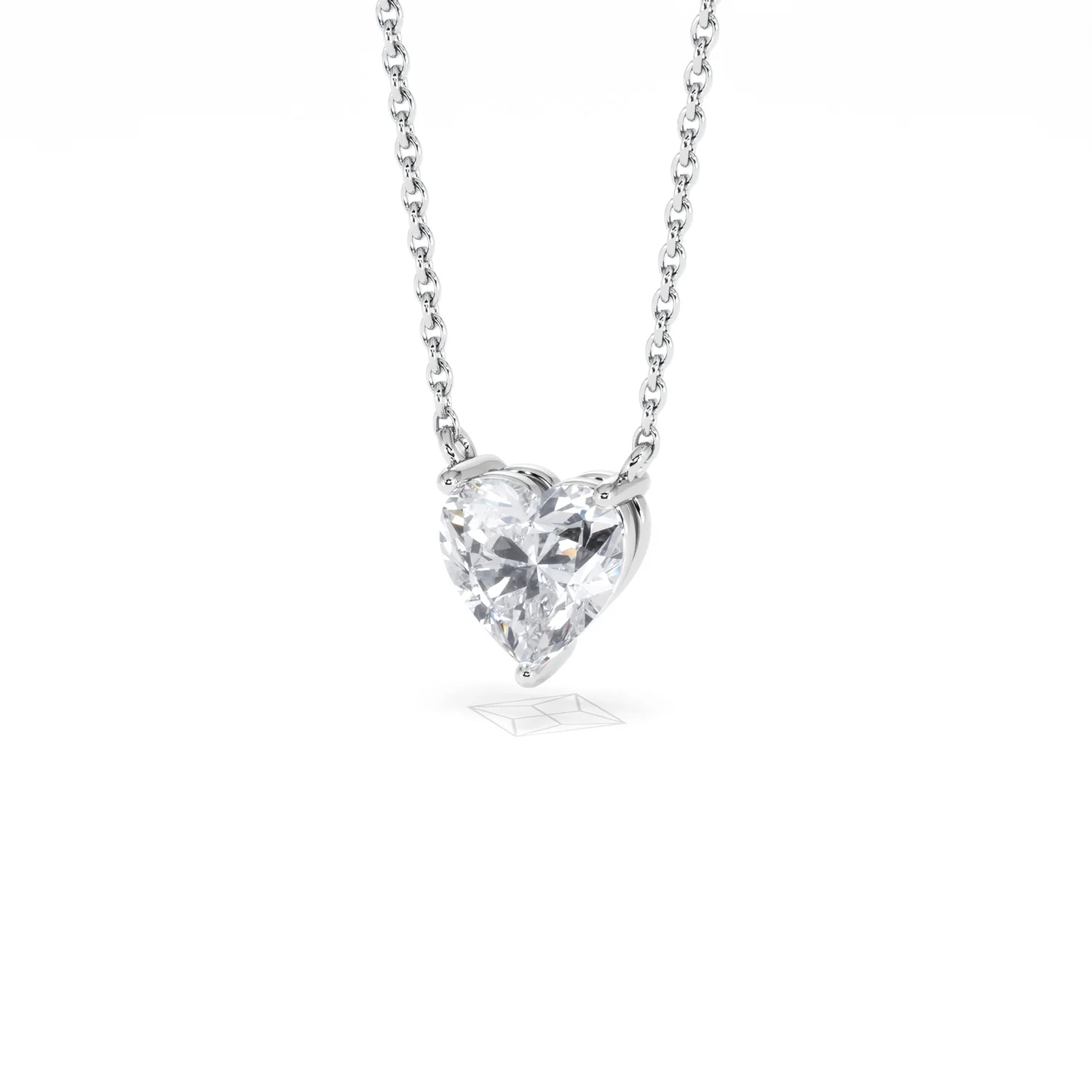 Wanderlust Floating Heart Cut Lab Diamond Solitaire Necklace 1.00ct H/SI in 9K White Gold - Image 85