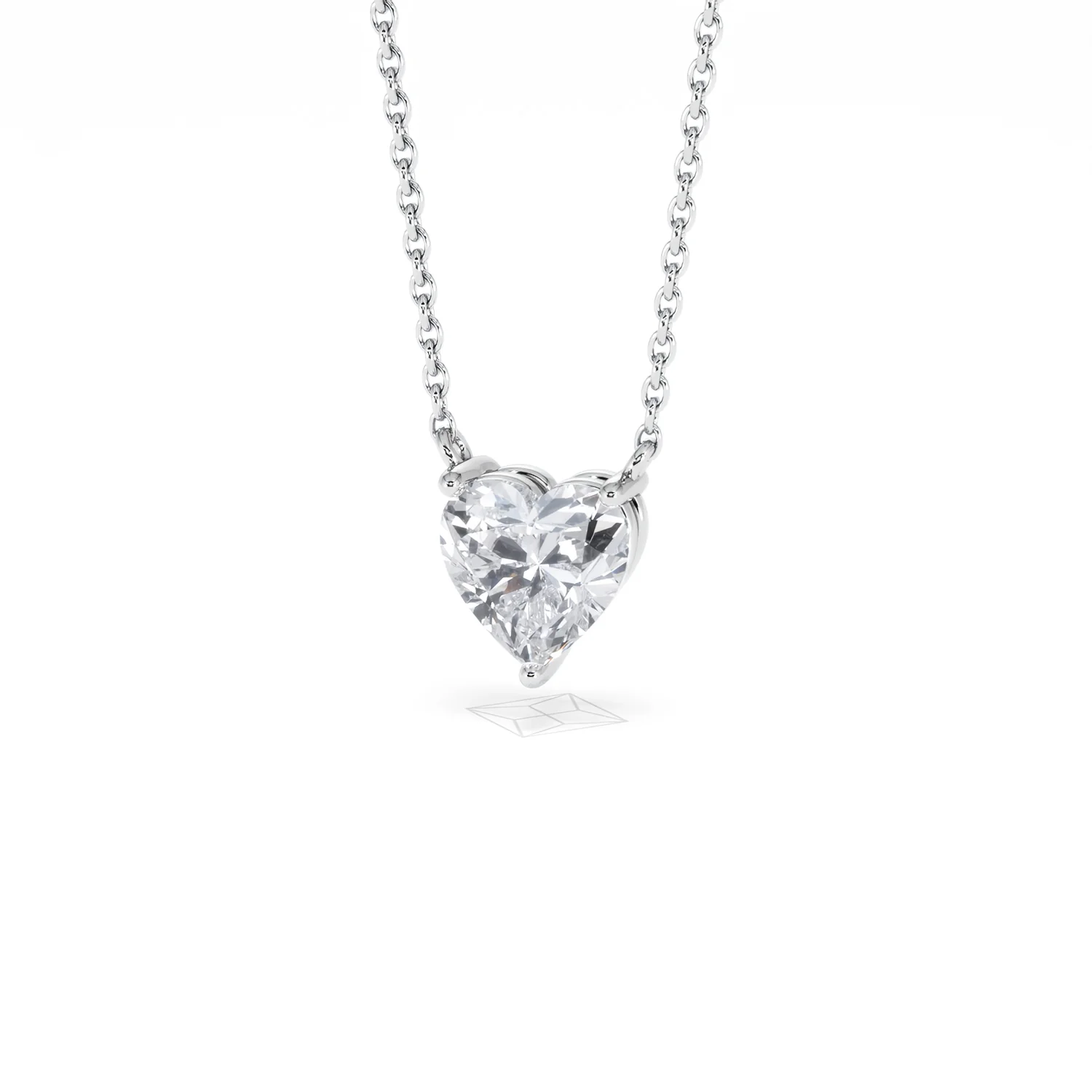 Wanderlust Floating Heart Cut Lab Diamond Solitaire Necklace 1.00ct H/SI in 9K White Gold - Image 86