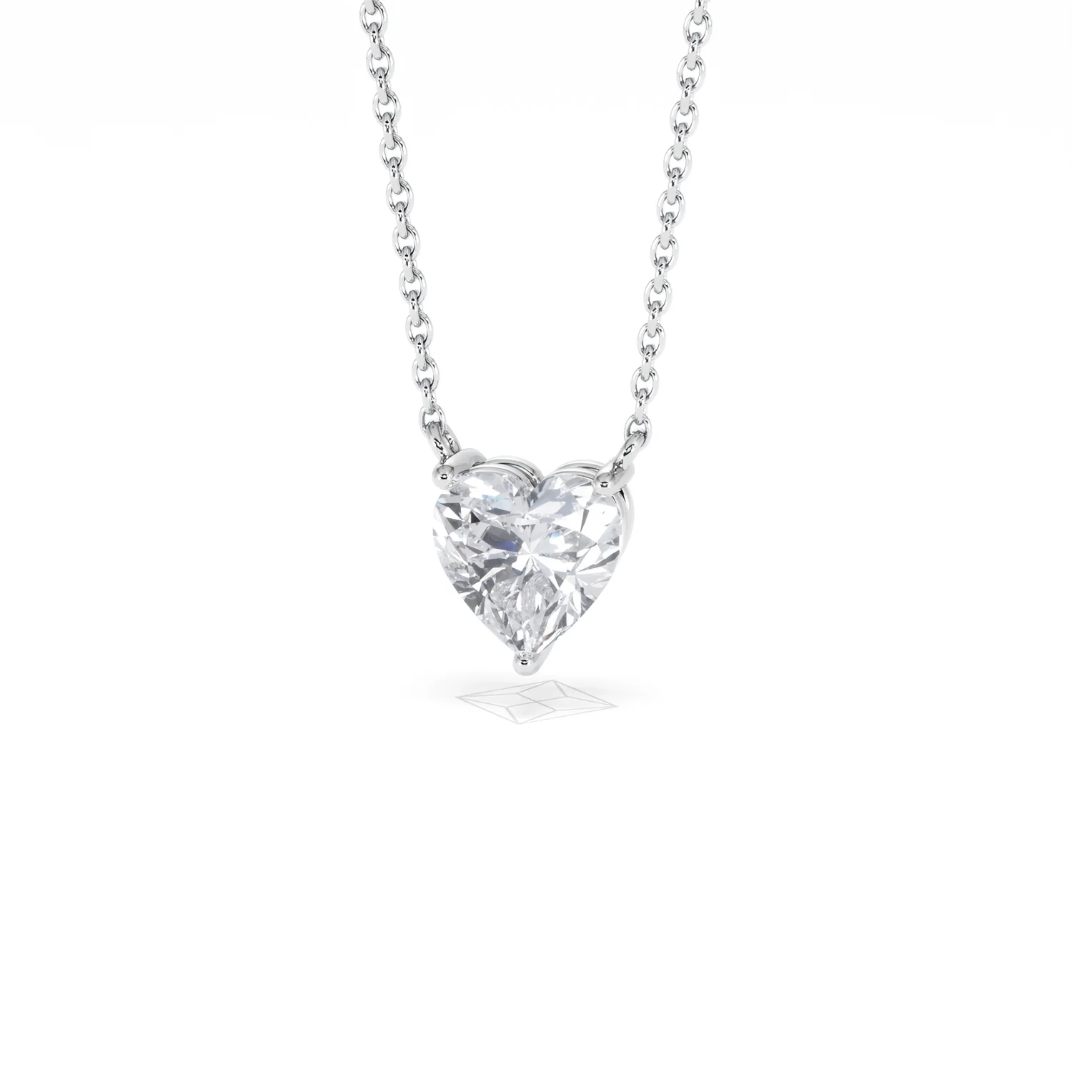 Wanderlust Floating Heart Cut Lab Diamond Solitaire Necklace 1.00ct H/SI in 9K White Gold - Image 87