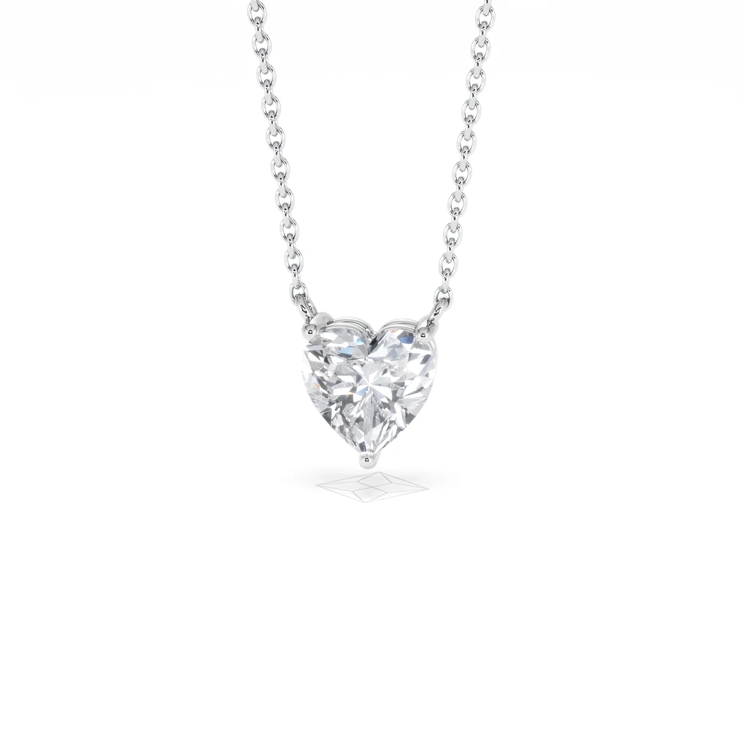 Wanderlust Floating Heart Cut Lab Diamond Solitaire Necklace 1.00ct H/SI in 9K White Gold - Image 88