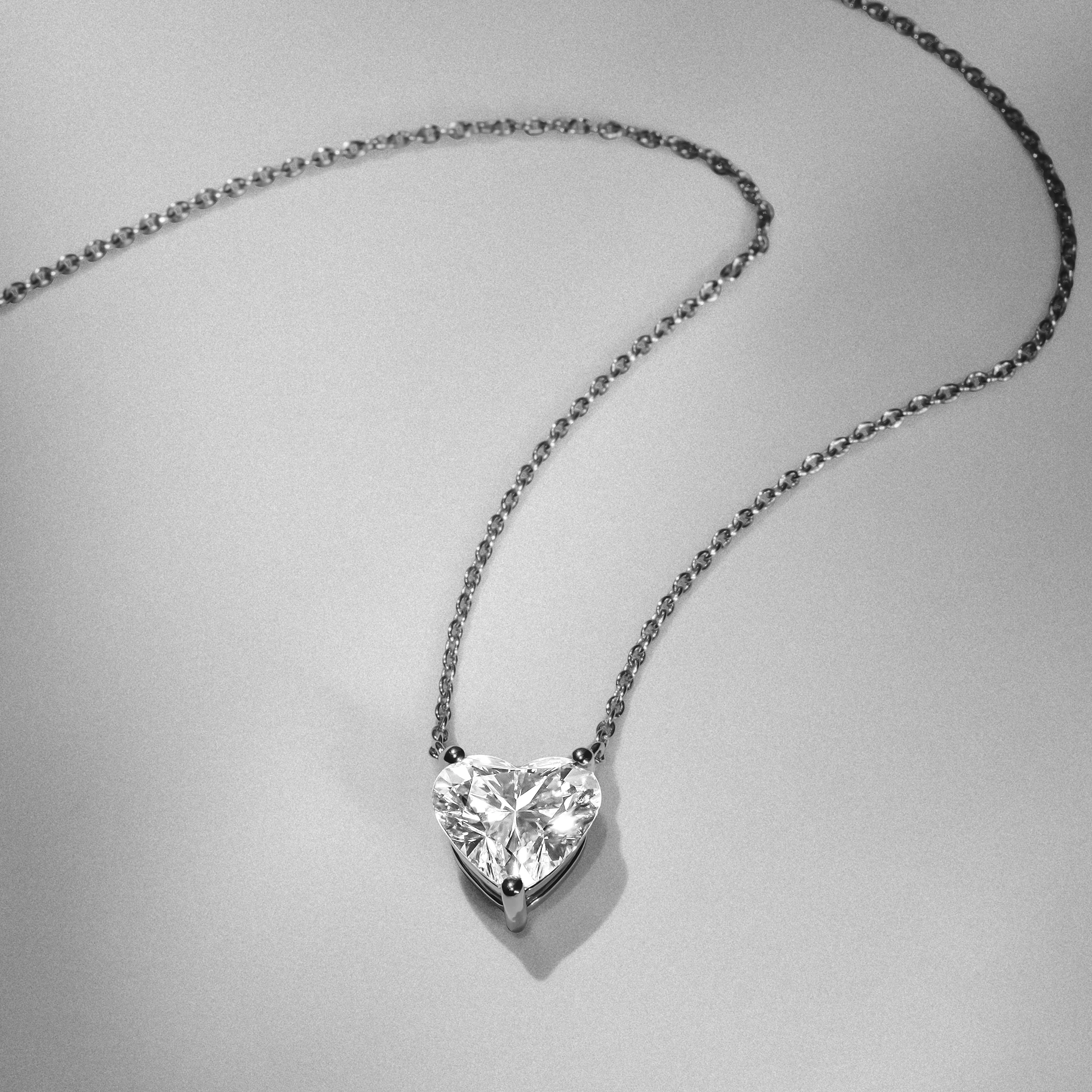 Wanderlust Floating Heart Cut Lab Diamond Solitaire Necklace 1.50ct H/SI in 9K White Gold - Image 8