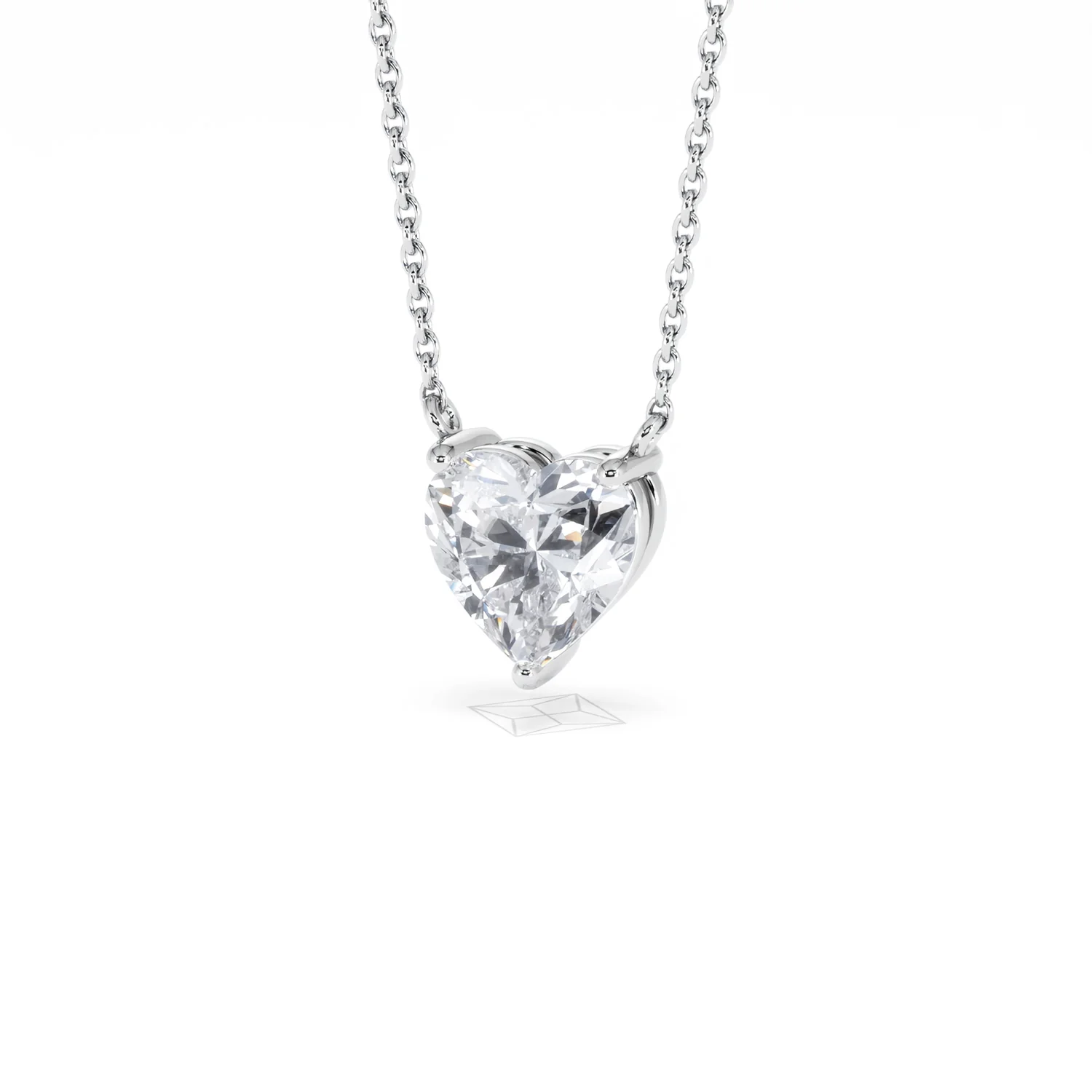 Wanderlust Floating Heart Cut Lab Diamond Solitaire Necklace 1.50ct H/SI in 9K White Gold - Image 86