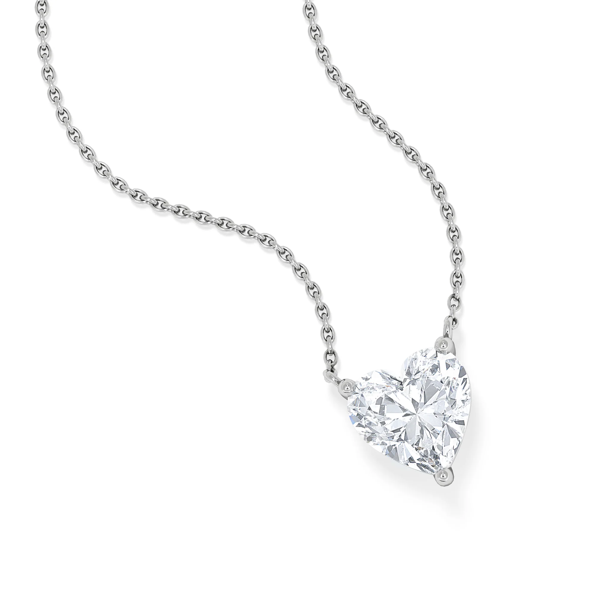 Wanderlust Floating Heart Cut Lab Diamond Solitaire Necklace 2.00ct H/SI in 9K White Gold - Image 3