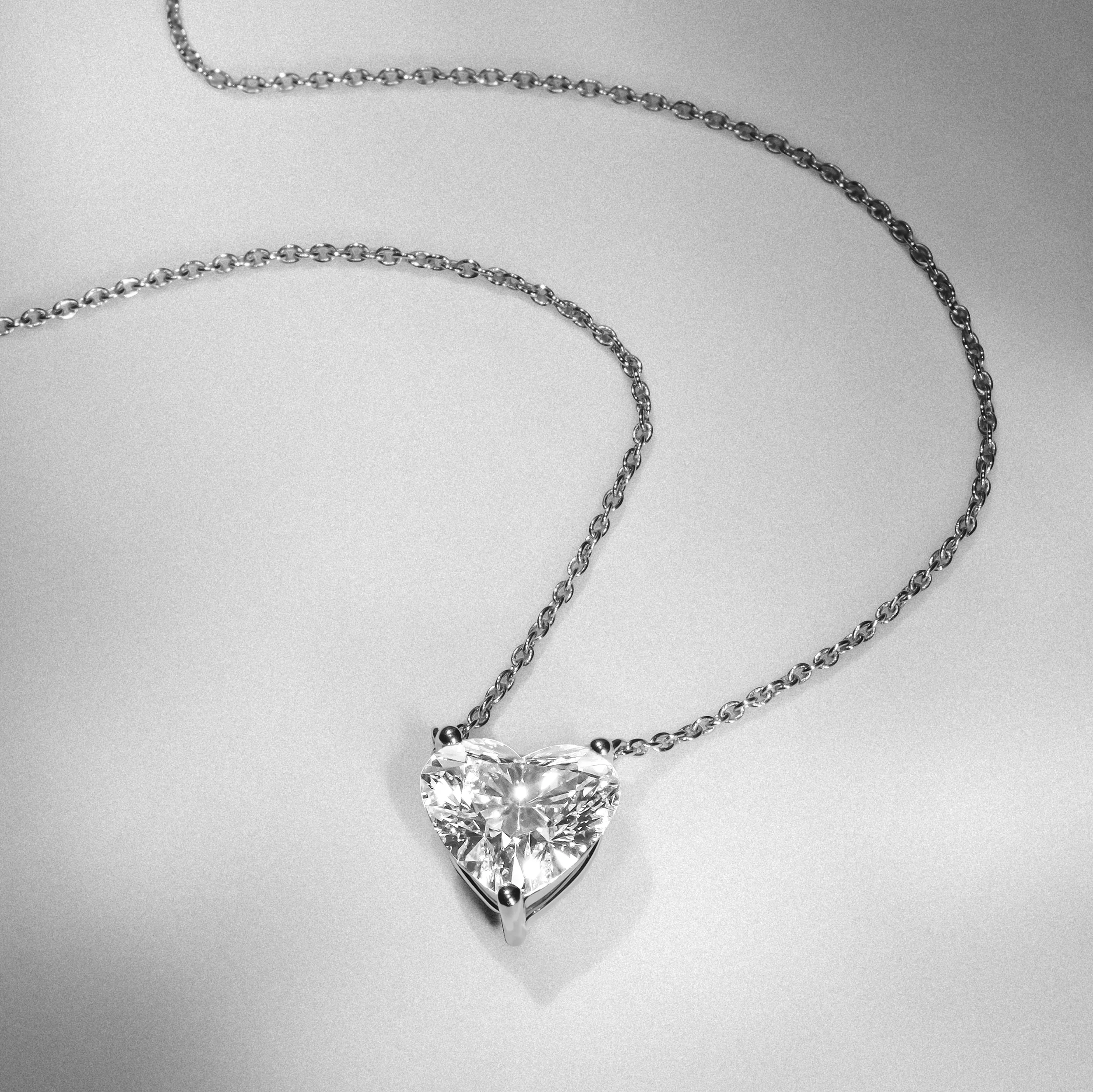Wanderlust Floating Heart Cut Lab Diamond Solitaire Necklace 2.00ct H/SI in 9K White Gold - Image 8