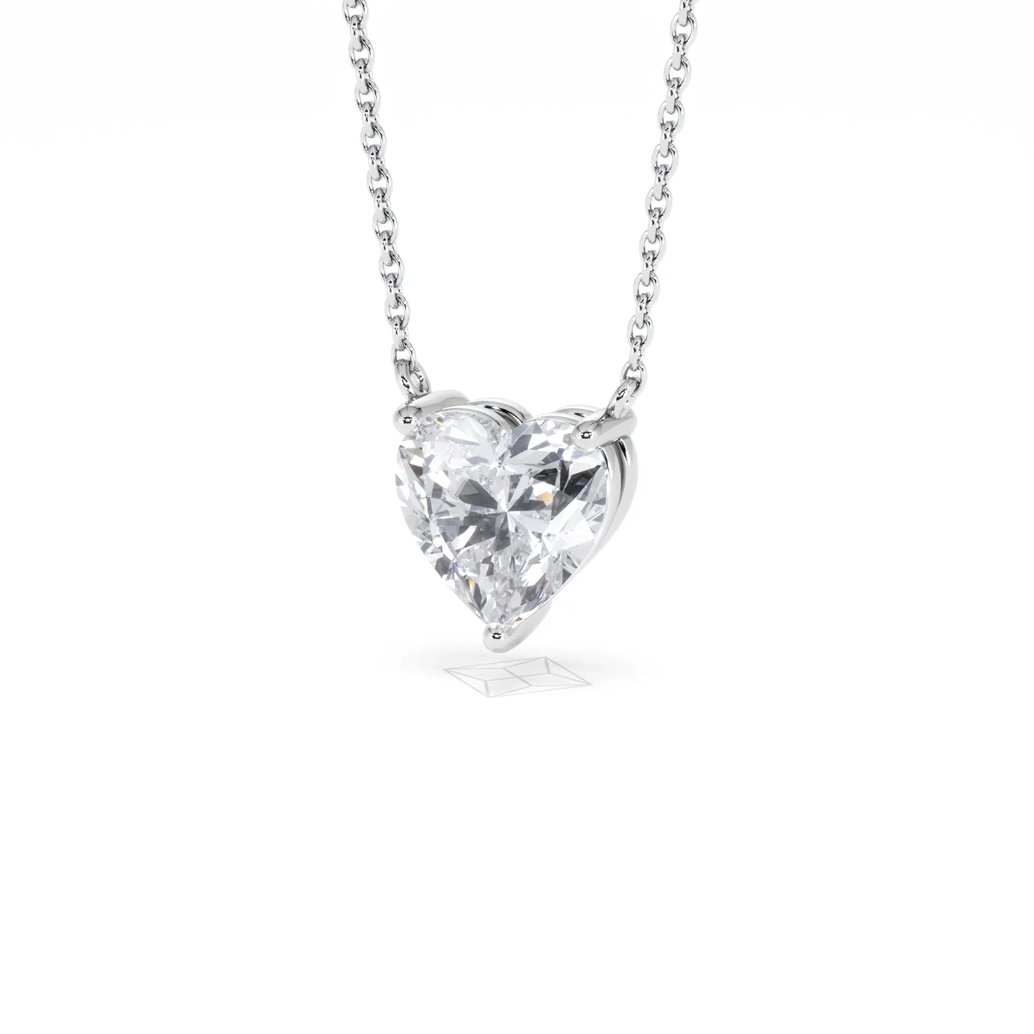 Wanderlust Floating Heart Cut Lab Diamond Solitaire Necklace 2.00ct H/SI in 9K White Gold - Image 86
