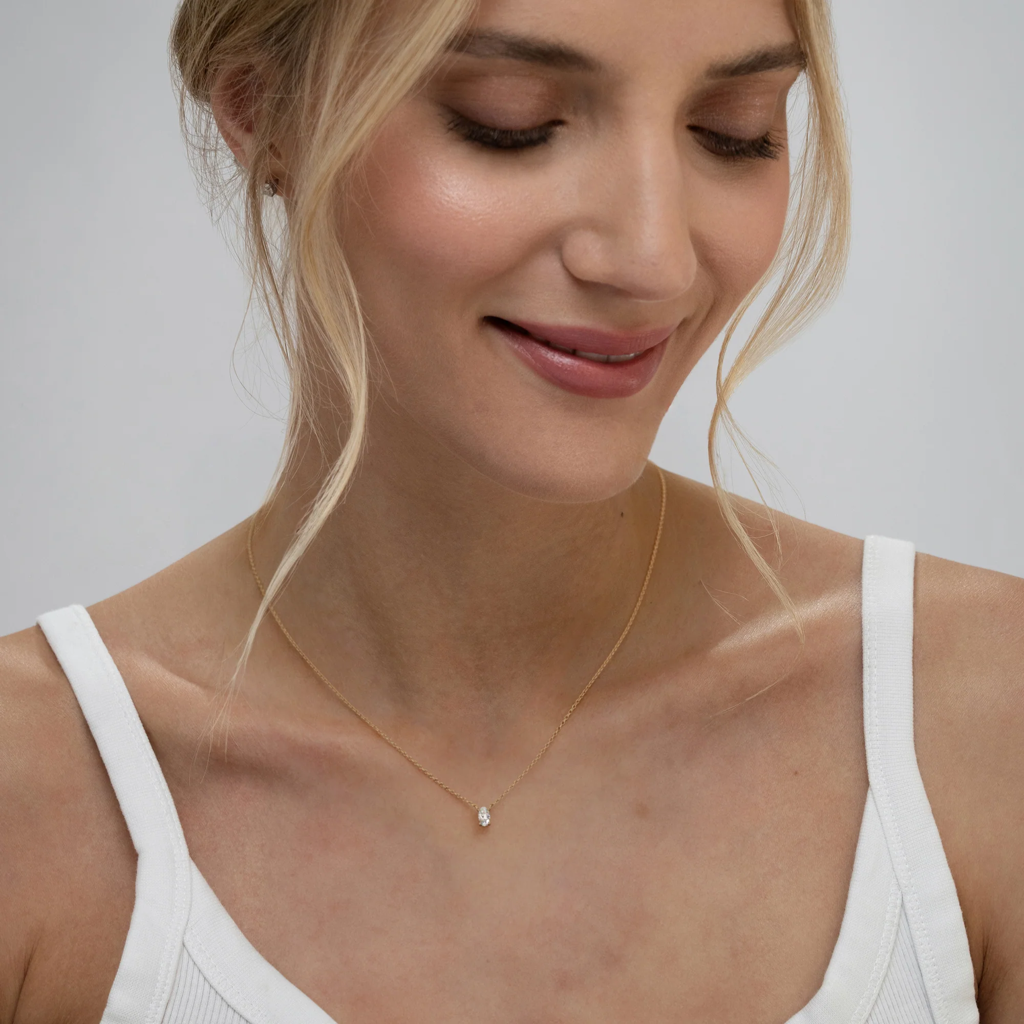 Wanderlust Floating Oval Cut Lab Diamond Solitaire Necklace 0.25ct H/SI in 18K Gold Vermeil - Image 4